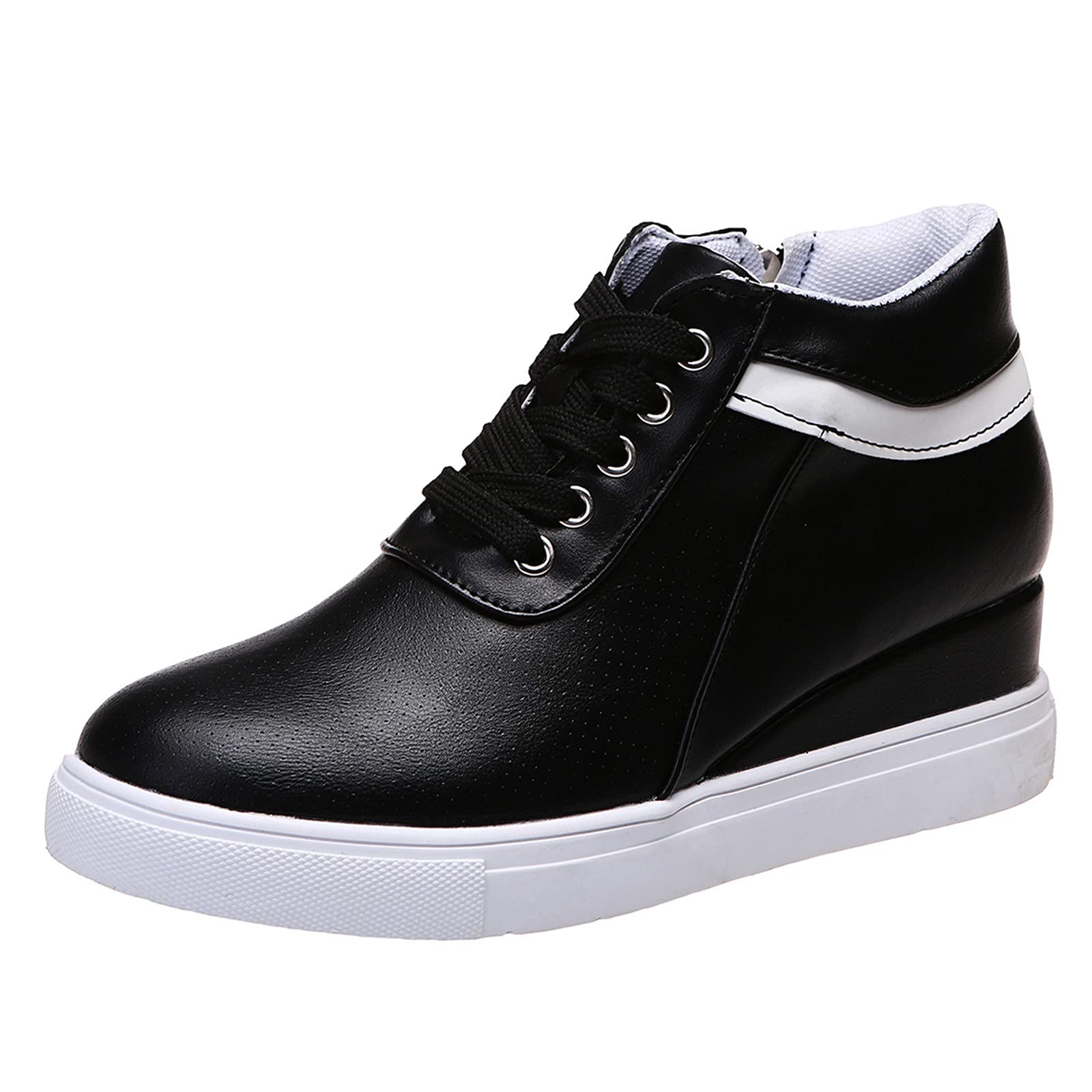 **Comfortable Women's Casual Slip-On Shoes - Breathable Round Toe Lace-Up Pumps with Wedge Heel | Perfect for Work, Office, and Everyday Wear**