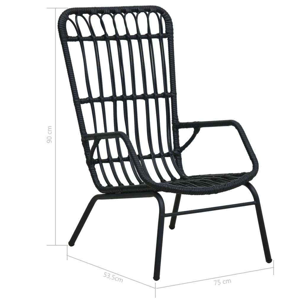 Premium FAMIROSA Outdoor Garden Chair - Black Poly Rattan Patio Furniture for Backyard, Poolside, and Balcony Relaxation