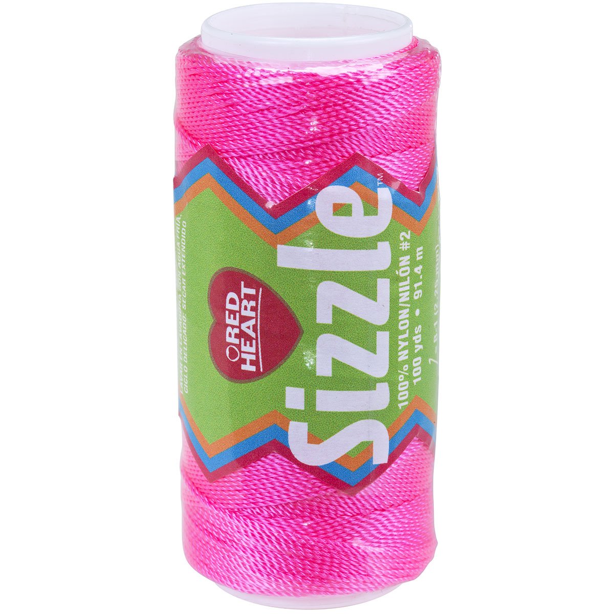 Red Heart Sizzle Crochet Nylon Yarn - Bright Pink (146-8700) for Knitting, Crochet & DIY Crafts | Perfect for Scarves, Hats & Home Decor