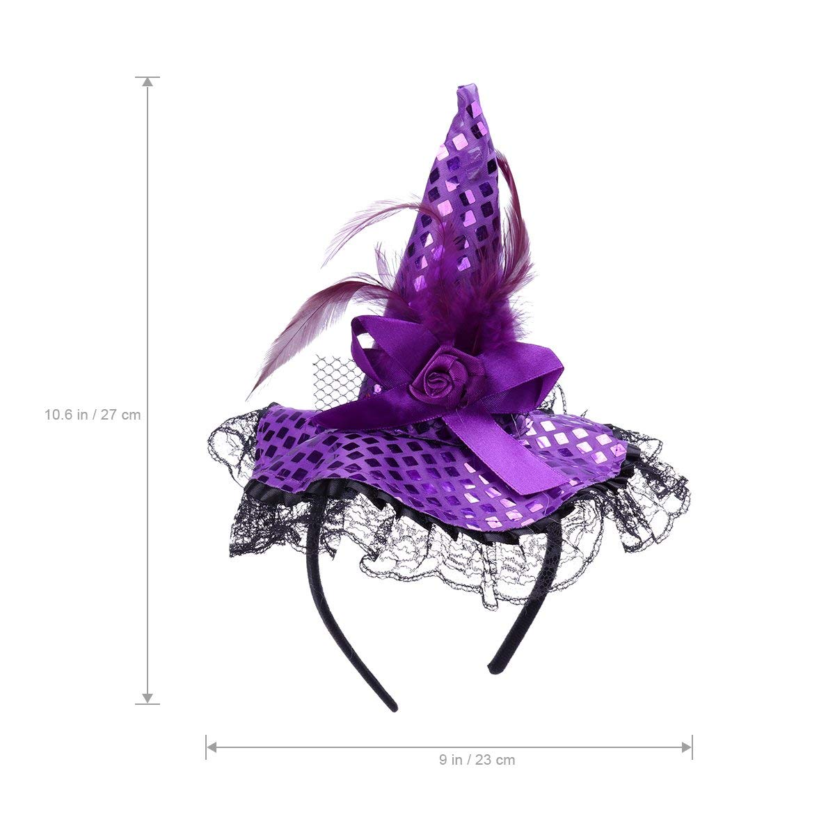 BinaryABC Halloween Witch Hat Headband - Purple Witch Costume Accessory for Halloween Dress Up, Cosplay & Witch Themed Parties | Perfect for Trick or Treat, Costume Contests & Spooky Celebrations