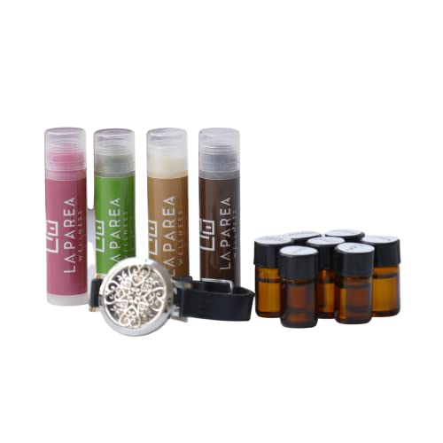 Organic Lip Balm Gift Set with Essential Oils & Bracelet Diffuser - Hydrating Lip Moisturizer for Dry Lips - Perfect for Daily Use, Travel & Gifts