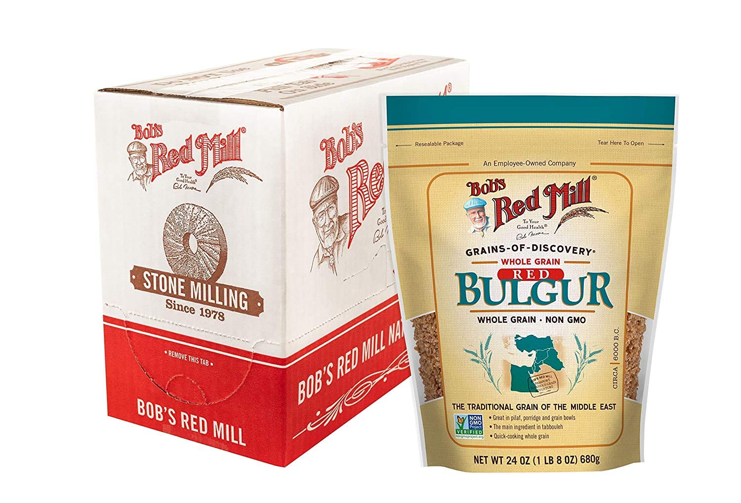 Organic Hard Red Wheat Bulgur by Bob's Red Mill - 28 Oz (Pack of 4) | Whole Grain for Salads, Pilafs & Healthy Meal Prep | Bulk Pantry Staple | Non-GMO, Kosher Certified