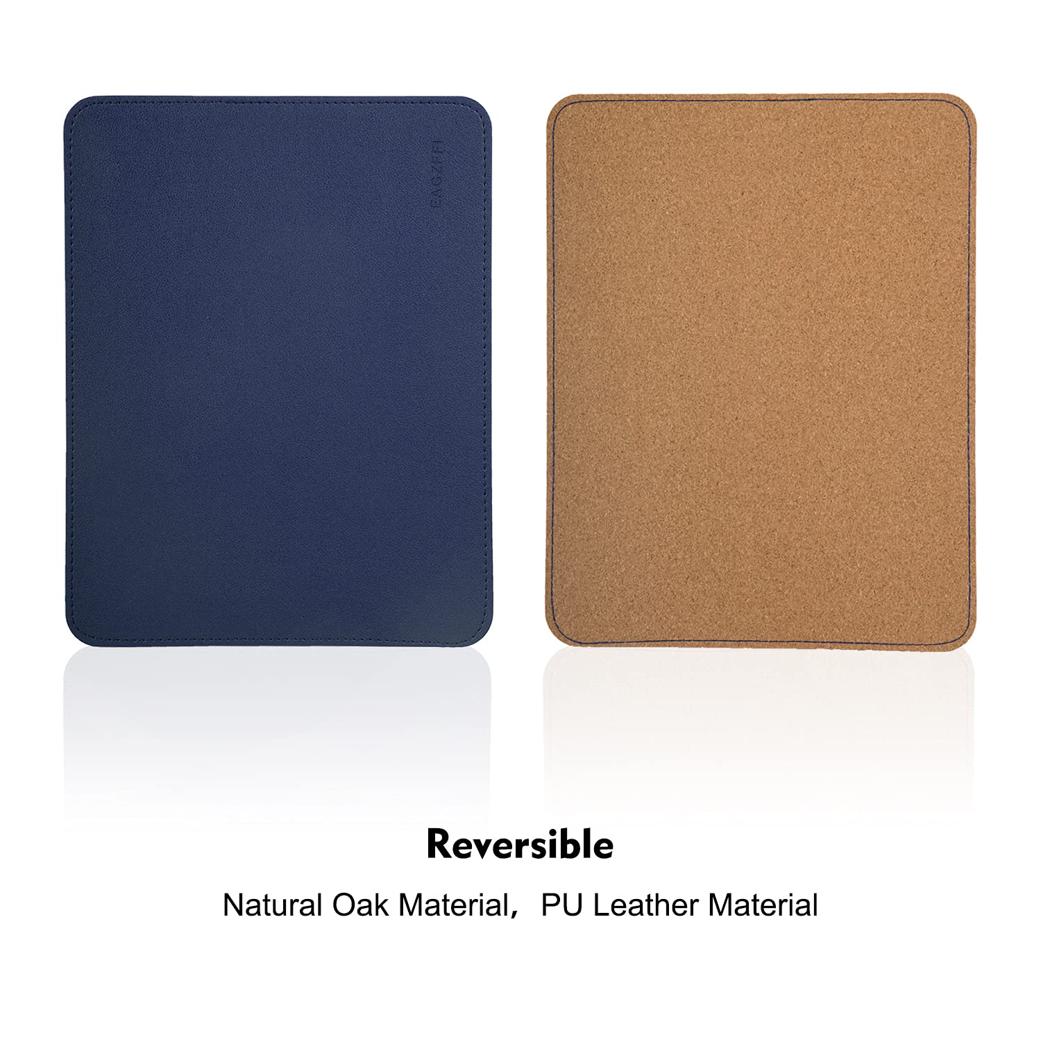 Premium Double-Sided Leather & Wood Mouse Pad with Stitched Edges - Non-Slip Desk Mat for Laptop, PC & Office Use (8x11 Inch, Blue) - Perfect for Home Office, Gaming & Workspace Setup