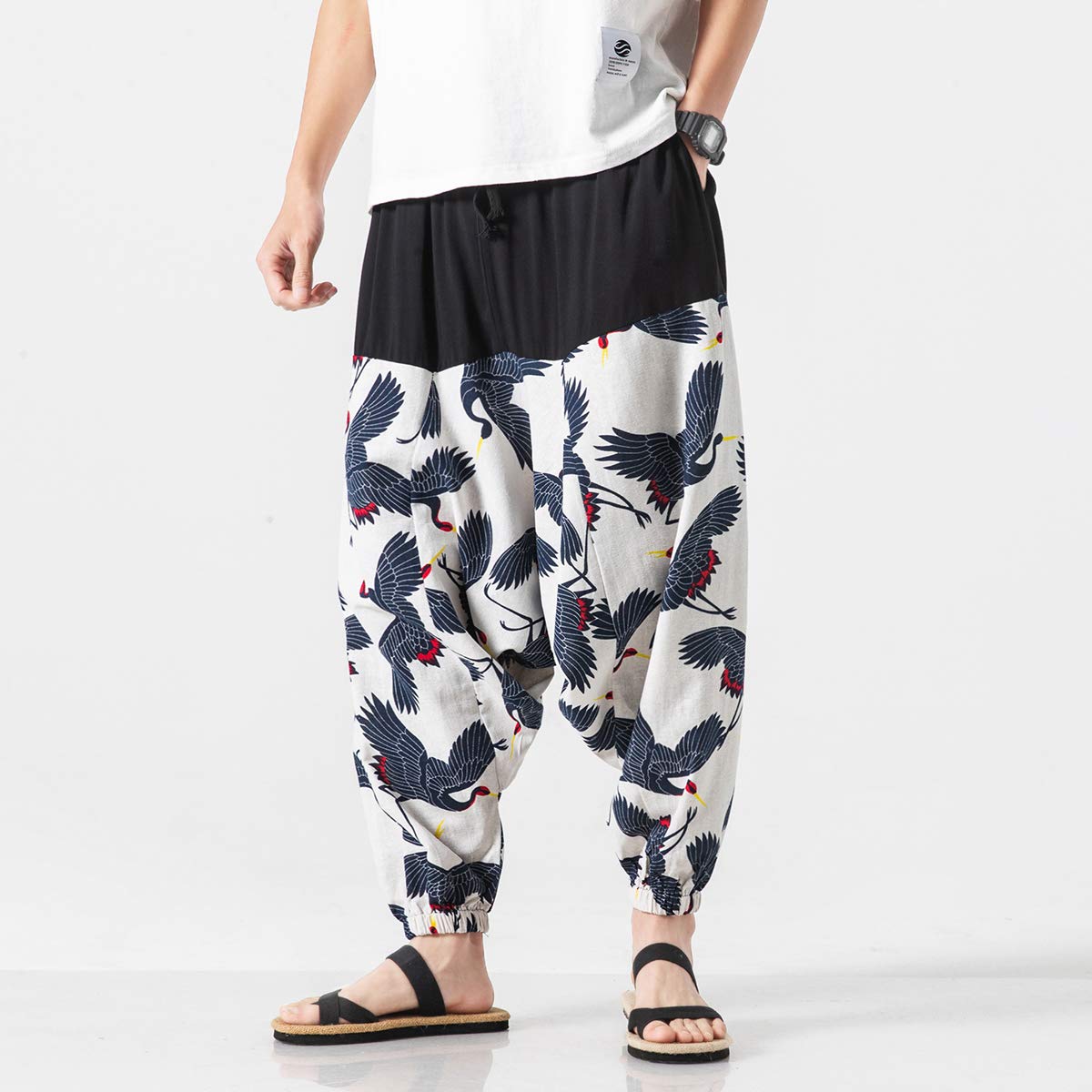 Seidarise Men's Harem Pants - Drop Crotch Lounge Pants, Plus Size Genie Pants for Yoga, Jogging & Casual Wear | Comfortable Balloon Pants for Meditation, Workout & Home Relaxation