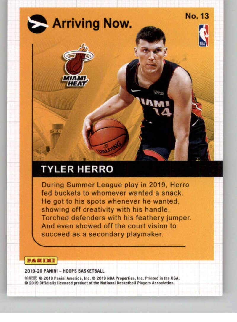 2019-20 Panini NBA Hoops #13 Tyler Herro Miami Heat Basketball Trading Card - Rookie Card, Retail Exclusive Insert - Perfect for Collectors, Fans & Sports Memorabilia Enthusiasts