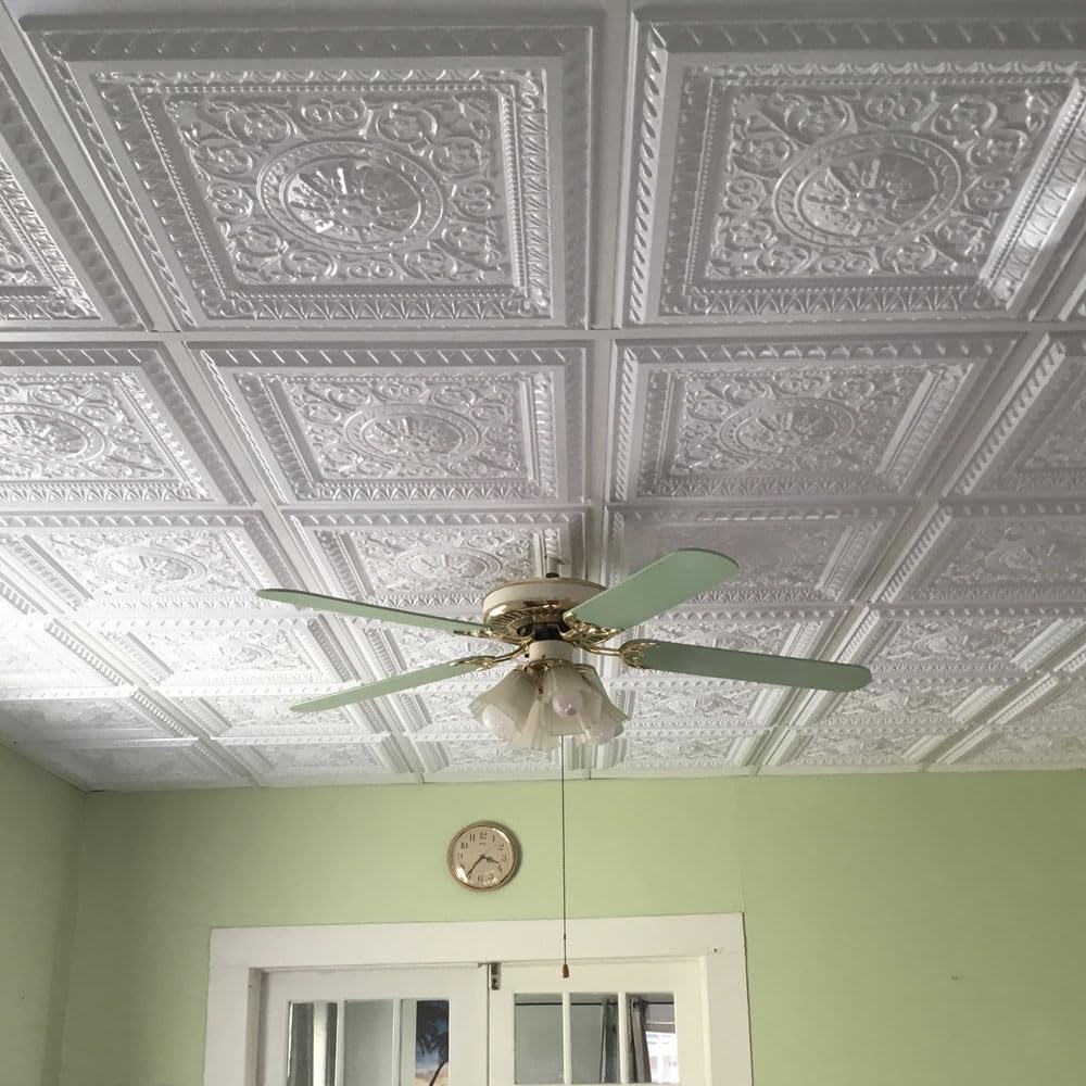 Economy 2 ft. x 2 ft. PVC Lay-in Ceiling Tiles - Pack of 50 | Drop Ceiling Panels for Office, Basement & Commercial Spaces | Moisture Resistant & Easy Installation