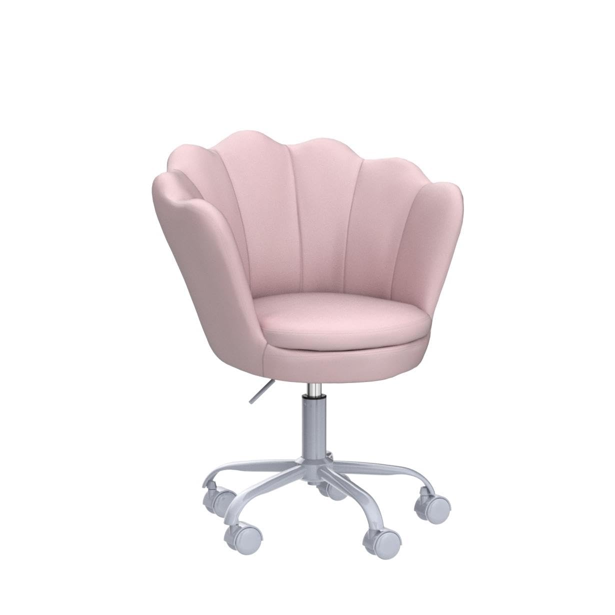 PDTXCLS Velvet Kids Desk Chair - Adjustable Swivel Task Chair for Girls, Light Pink - Perfect for Bedroom, Study Room, Makeup Vanity & Computer Desk