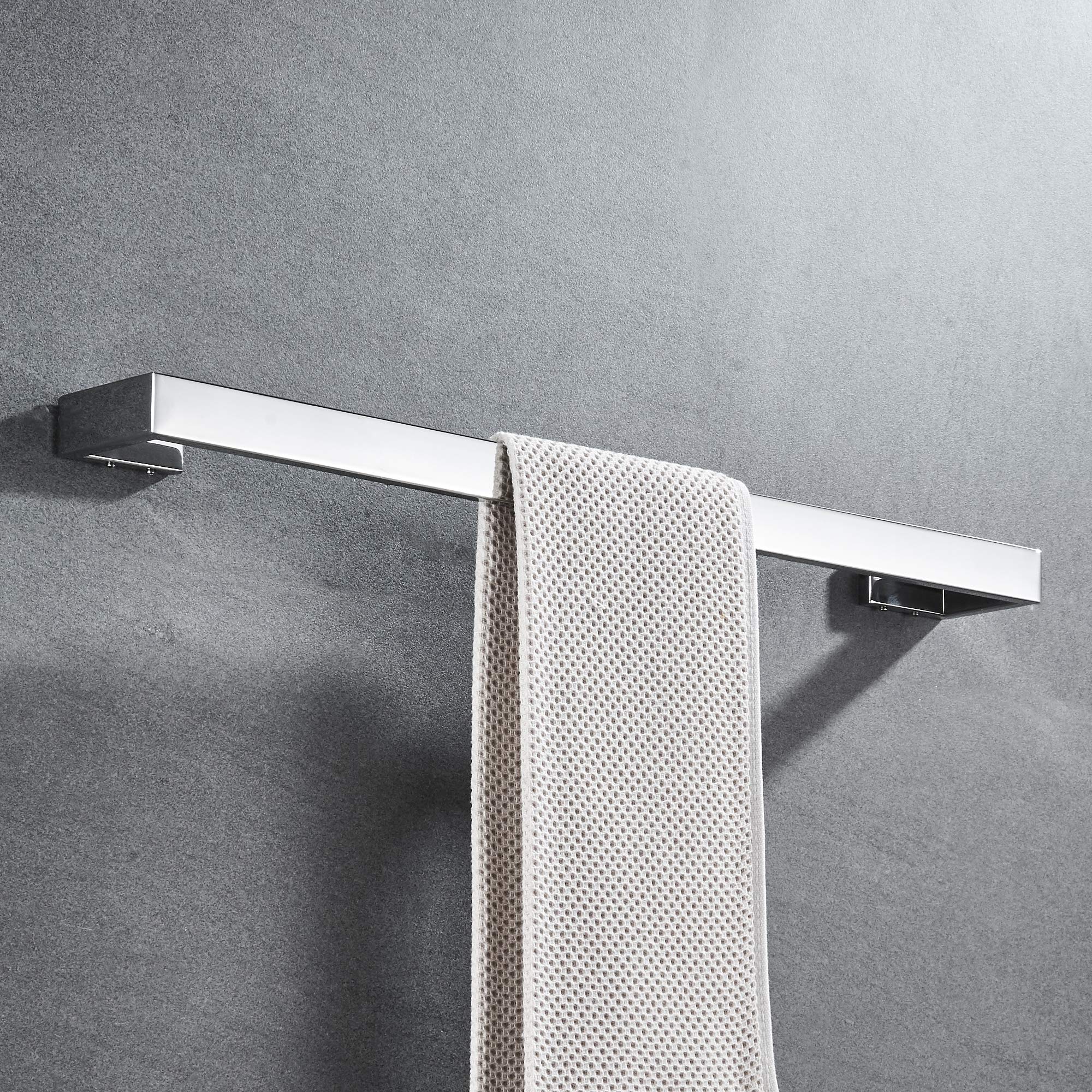 JunSun 24 Inch Polished Chrome Bath Towel Bar - Modern Wall Mounted Towel Rack & Holder for Bathroom - Durable Bathroom Hardware with Single Towel Rail - Perfect for Home, Spa, and Hotel Decor