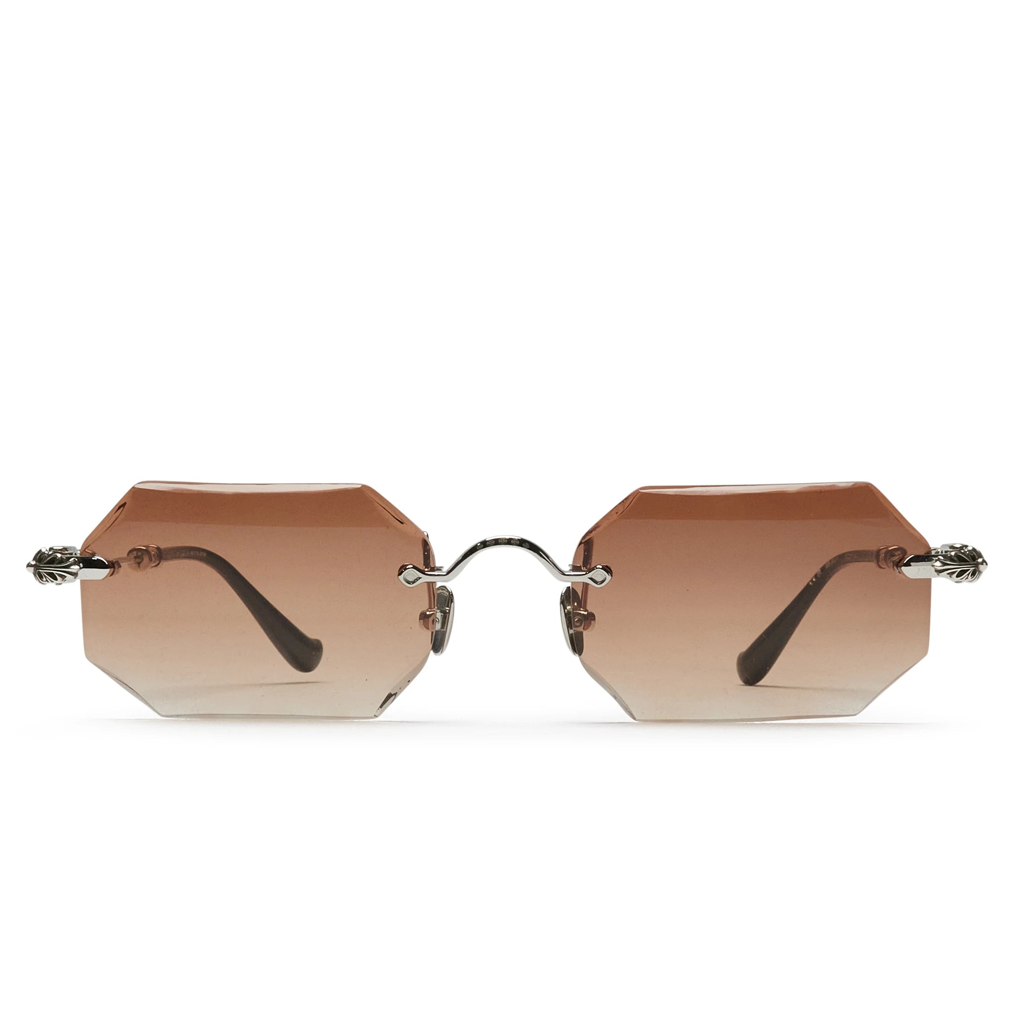 Chrome Hearts Pills III Custom Silver Brown Diamond Cut Sunglasses - Luxury Designer Shades for Men & Women - Perfect for Outdoor Activities, Fashion Events & Summer Style