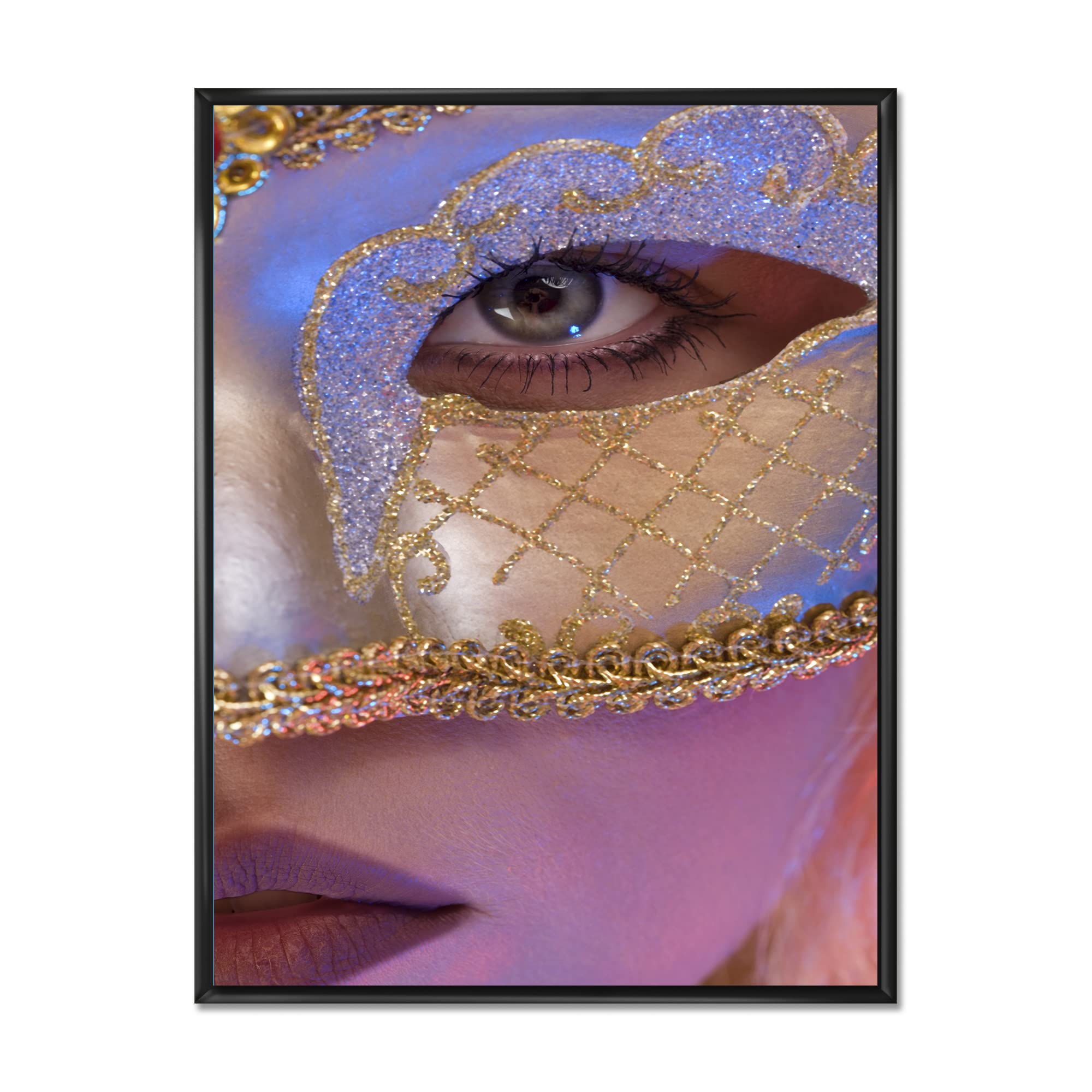 Venetian Mask - Modern Framed Canvas Wall Art Print for Home Decor | Italian Carnival Inspired Wall Hanging | Perfect for Living Room, Bedroom & Office