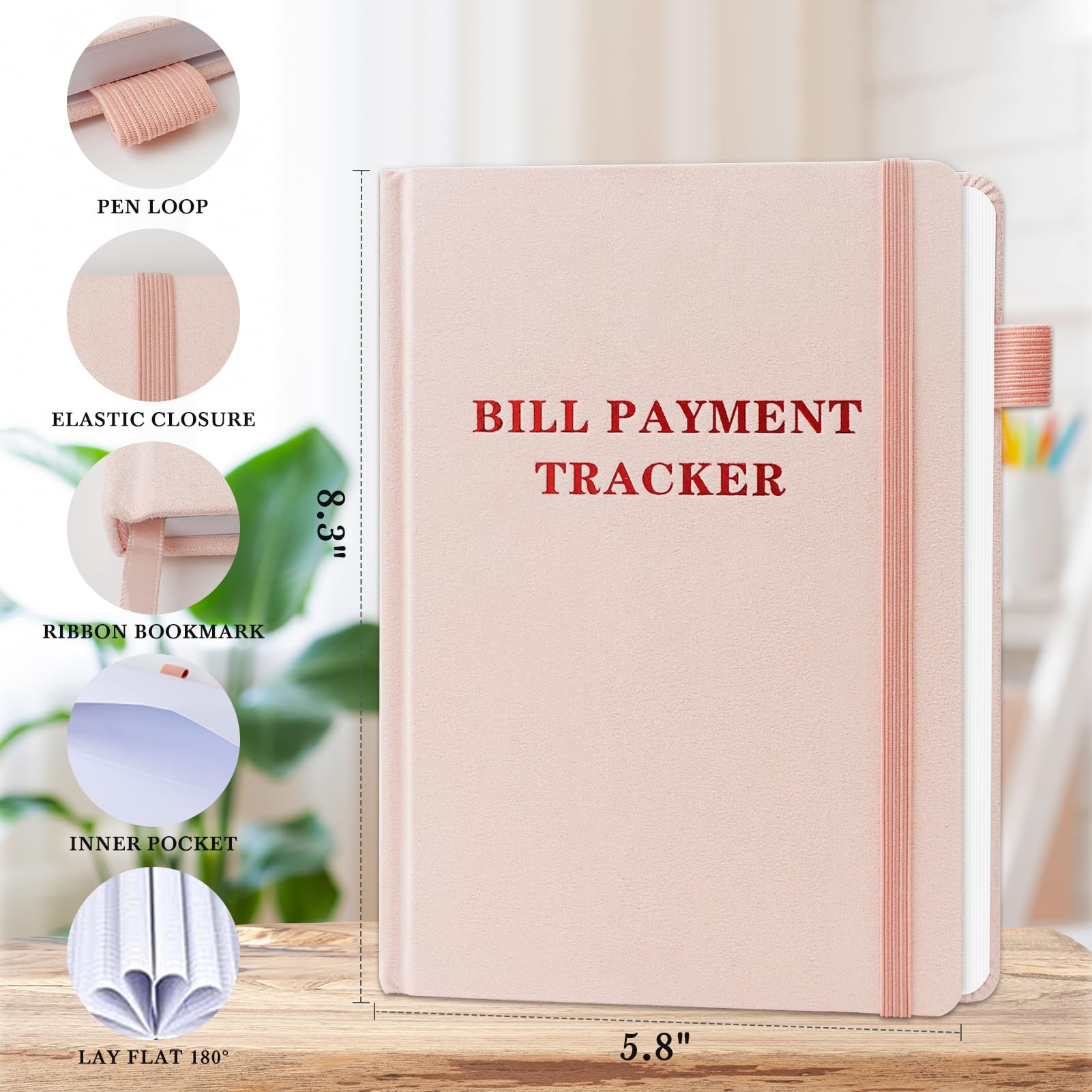 **2025 Monthly Bill Organizer with Pockets - Track & Pay Bills Easily | 2280 Billing Records | Expense Tracker & Money Saver Notebook (Pink) - Perfect for Home Budgeting & Financial Planning**