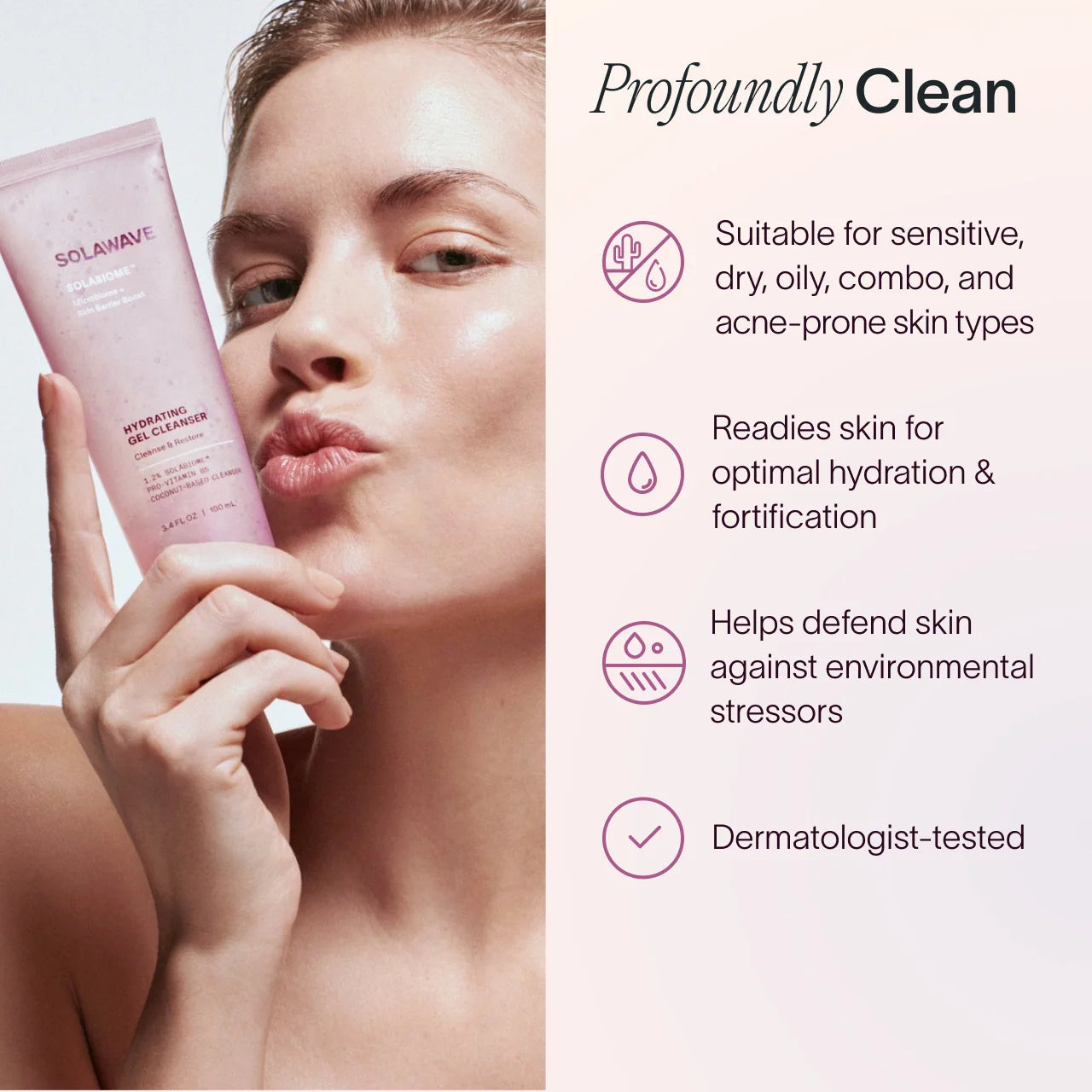 Prebiotic & Probiotic Hydrating Gel Face Cleanser - Gentle Foaming Facial Wash for Sensitive Skin - Daily Skincare Routine for Acne, Dryness & Oil Control