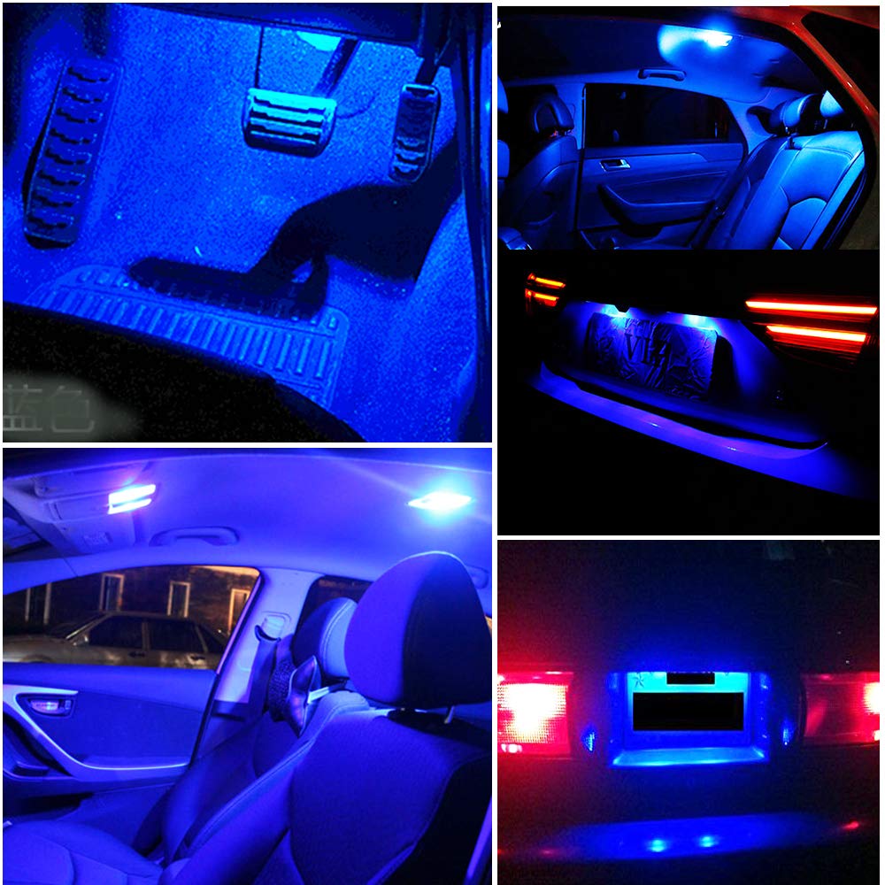 Everbright 6-Pack Blue 44MM 578 LED Bulbs - 569 211-2 212-2 Festoon LED Dome Lights for Car Interior, Trunk & License Plate (DC-12V) - Perfect for Vehicle Interior Lighting Upgrade & Customization