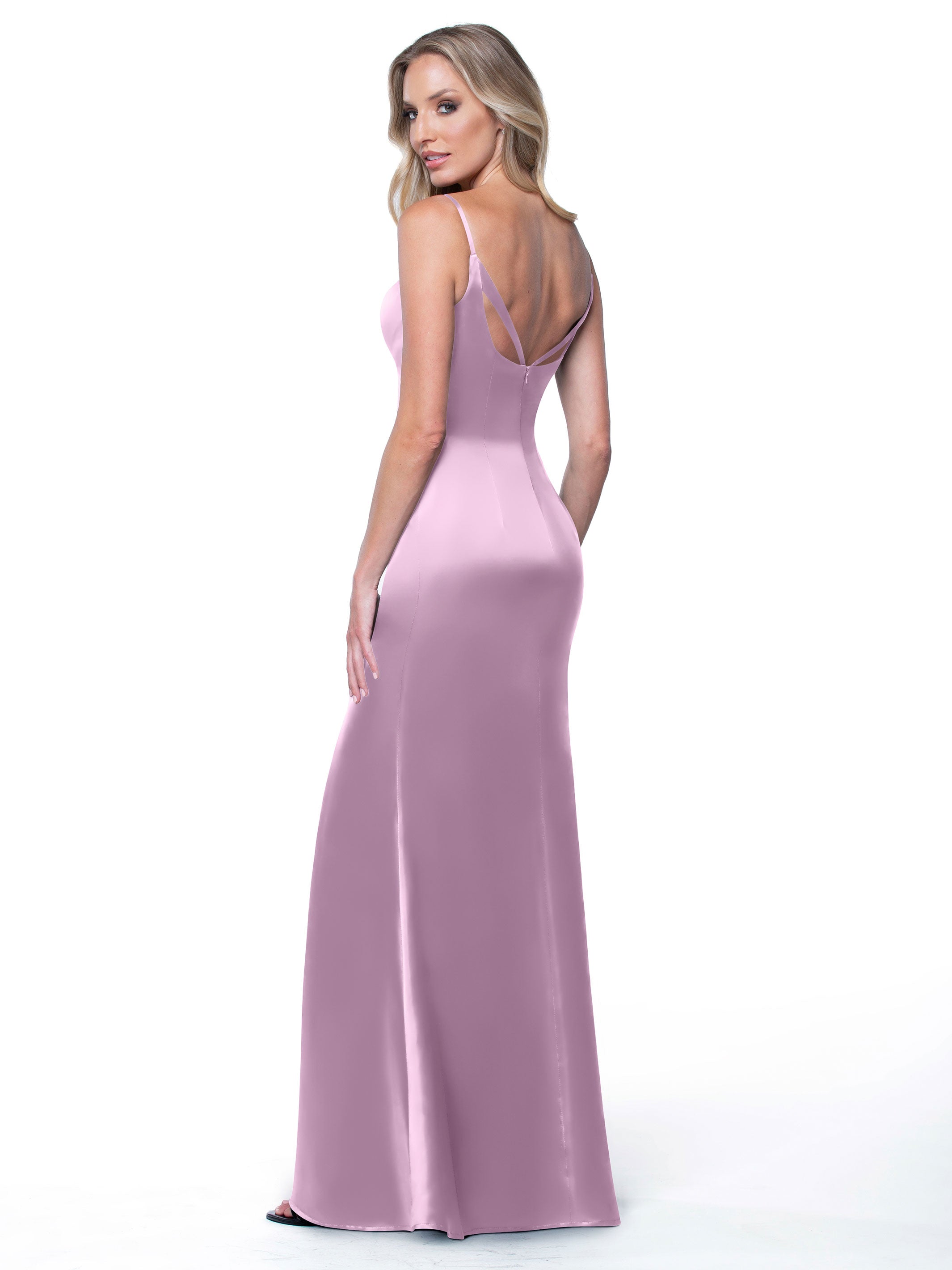 Elegant Fit and Flare Satin Bridesmaid Dress with Thigh High Slit - Perfect for Weddings, Prom, and Formal Events