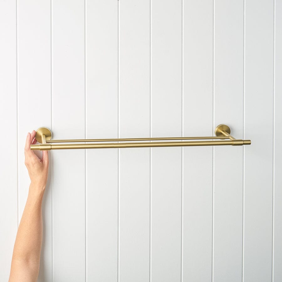 600mm Brushed Brass Double Towel Rail - Premium Bathroom Towel Holder for Melbourne Homes - Perfect for Modern and Luxury Bathroom Decor