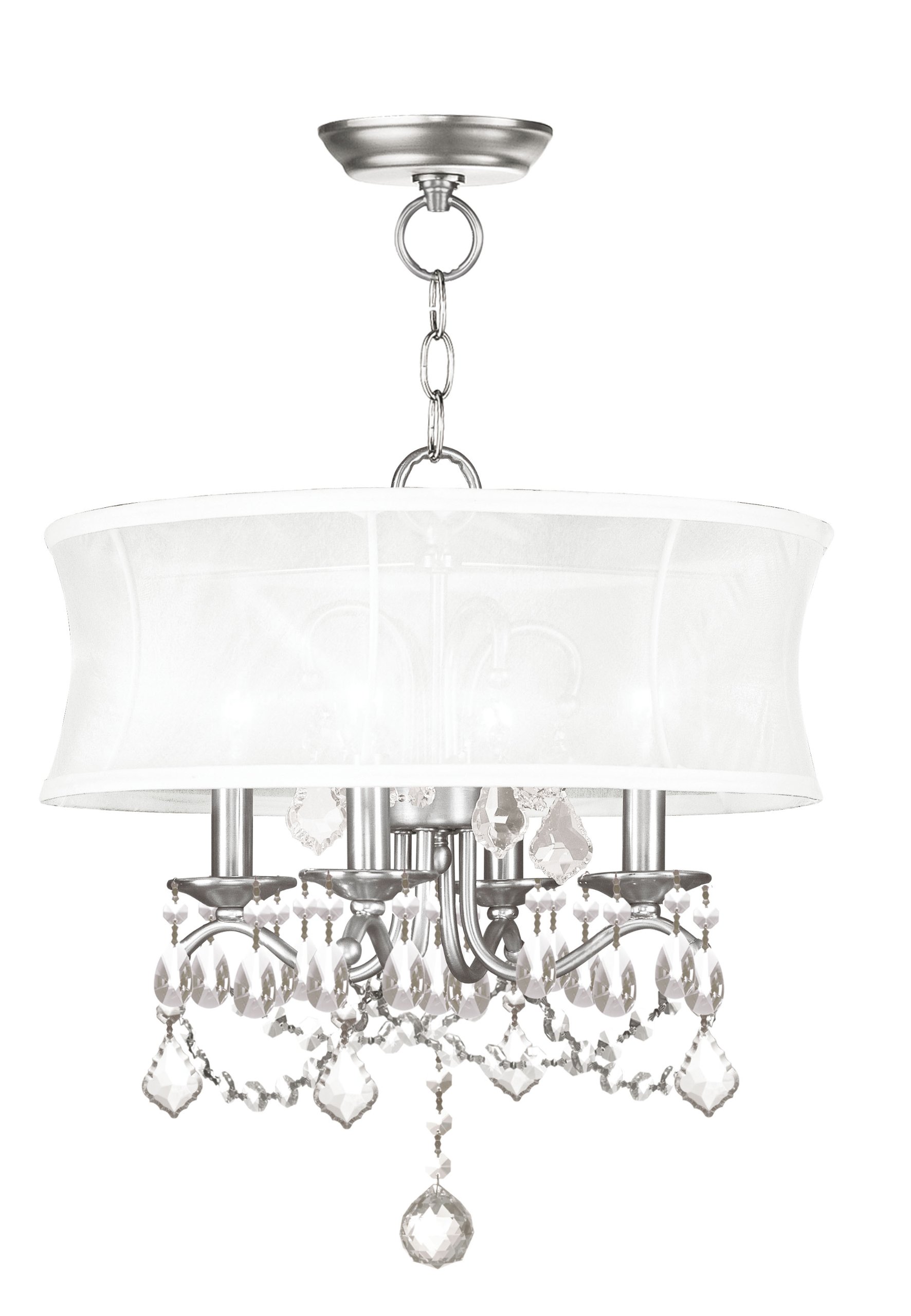 Livex Lighting 6304-91 Newcastle Brushed Nickel Convertible Hanging Lantern Ceiling Mount Fixture - Modern Farmhouse Pendant Light for Kitchen Island, Dining Room, Entryway & Outdoor Patio