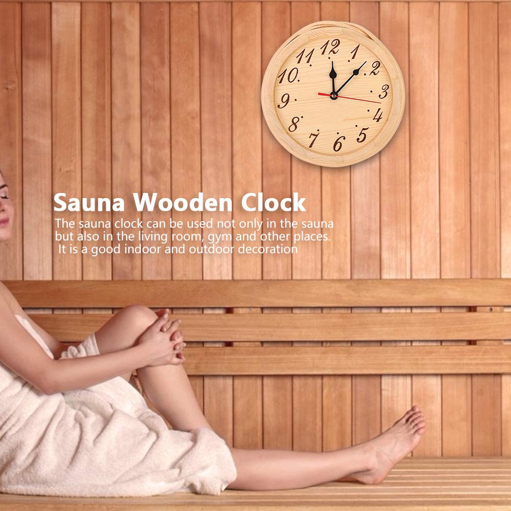 Premium Sauna Room Accessories Set - Natural Wood Sauna Supplies with Clock for Home Steam & Traditional Sauna - Perfect for Relaxation, Detox & Spa Experience in Living Room or Home Sauna