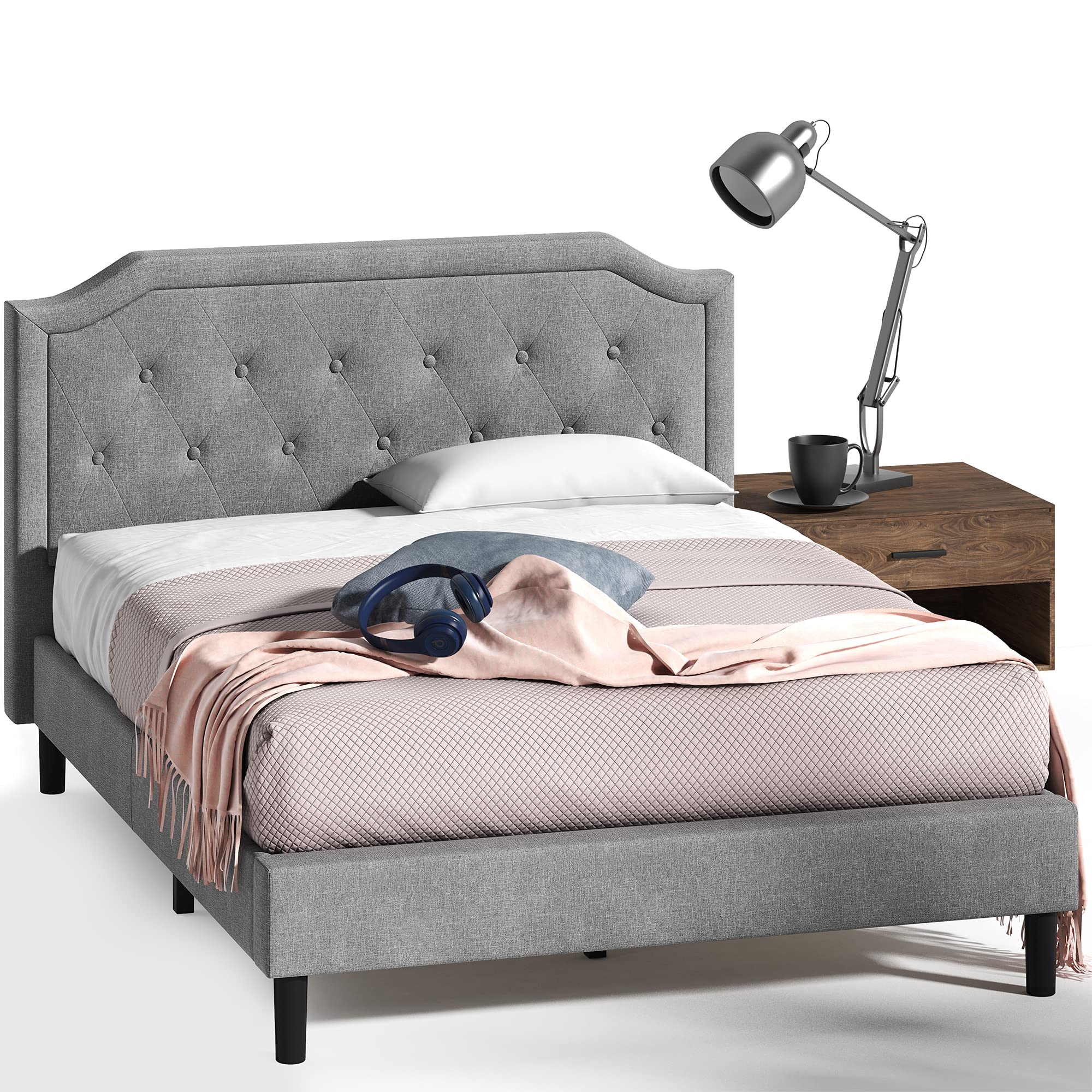ZINUS Kellen Full Size Upholstered Platform Bed Frame with Wood Slat Support - No Box Spring Needed, Easy Assembly - Perfect for Modern Bedrooms & Guest Rooms