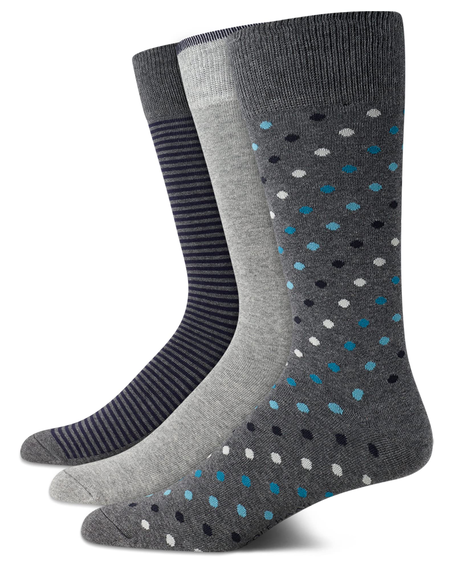 Cole Haan Men's Dress Socks - Premium Cotton Patterned Crew Socks (3 Pack) - Perfect for Business, Office & Formal Occasions