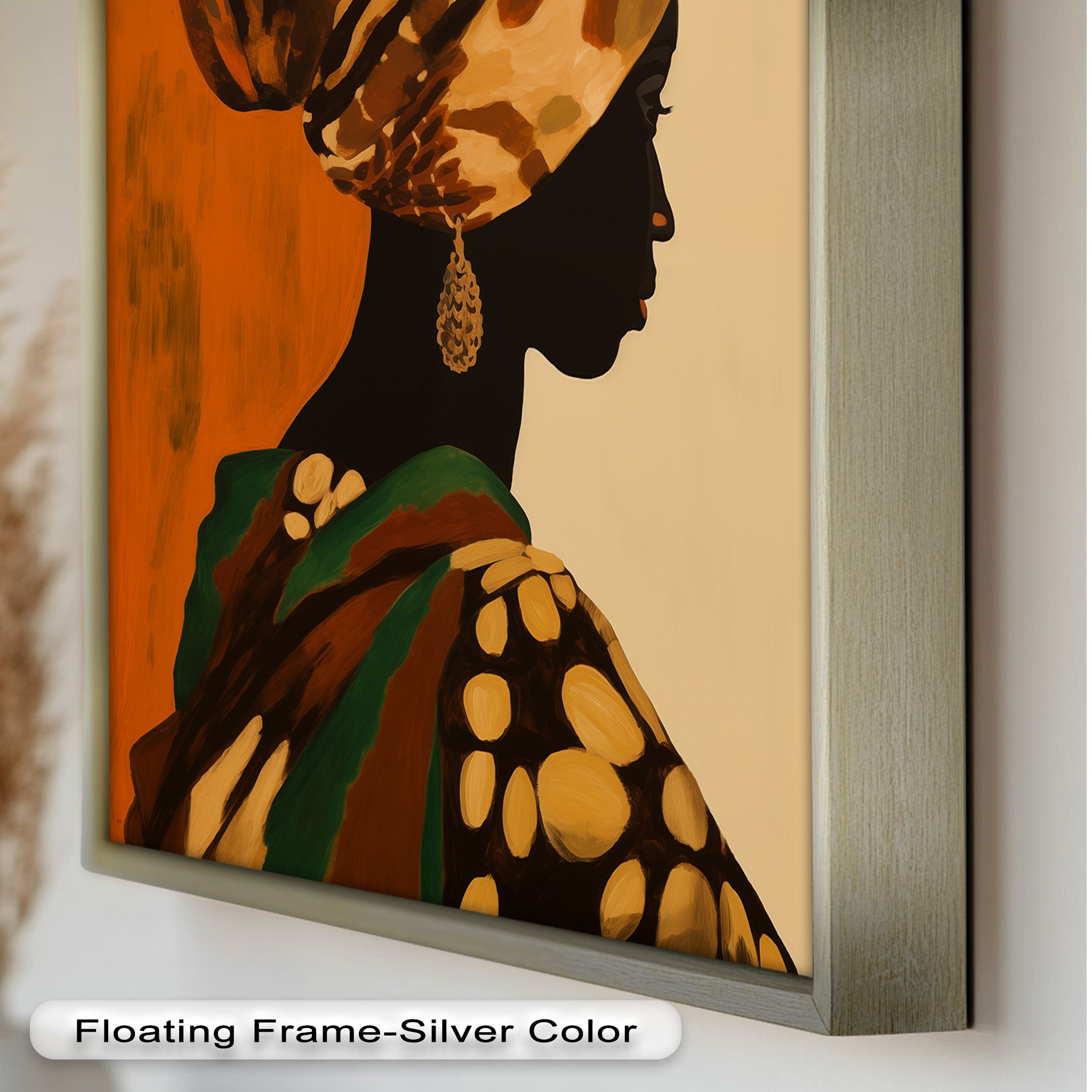 African Woman Portrait Art - Hand-Painted Framed Oil Painting for Home & Office Decor | Wall Art for Living Room, Bedroom, or Office