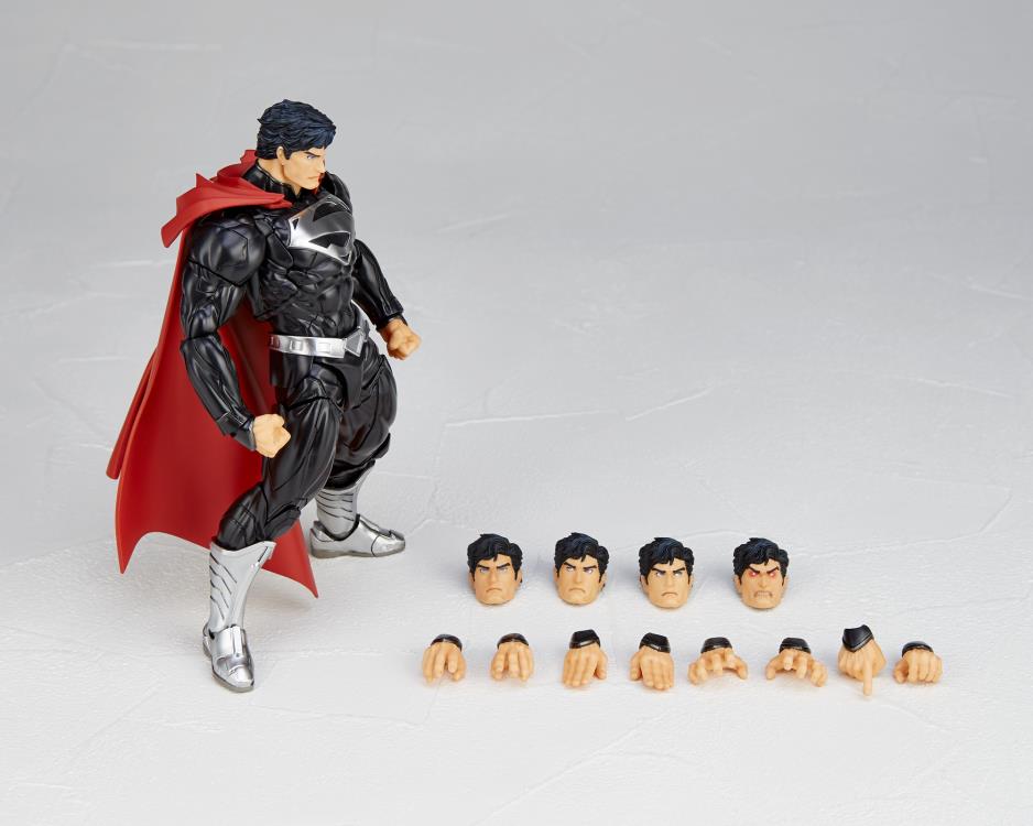 Amazing Yamaguchi Revoltech No. 027EX Superman Black Suit Action Figure - Collectible DC Comics Superhero Toy for Display & Photography
