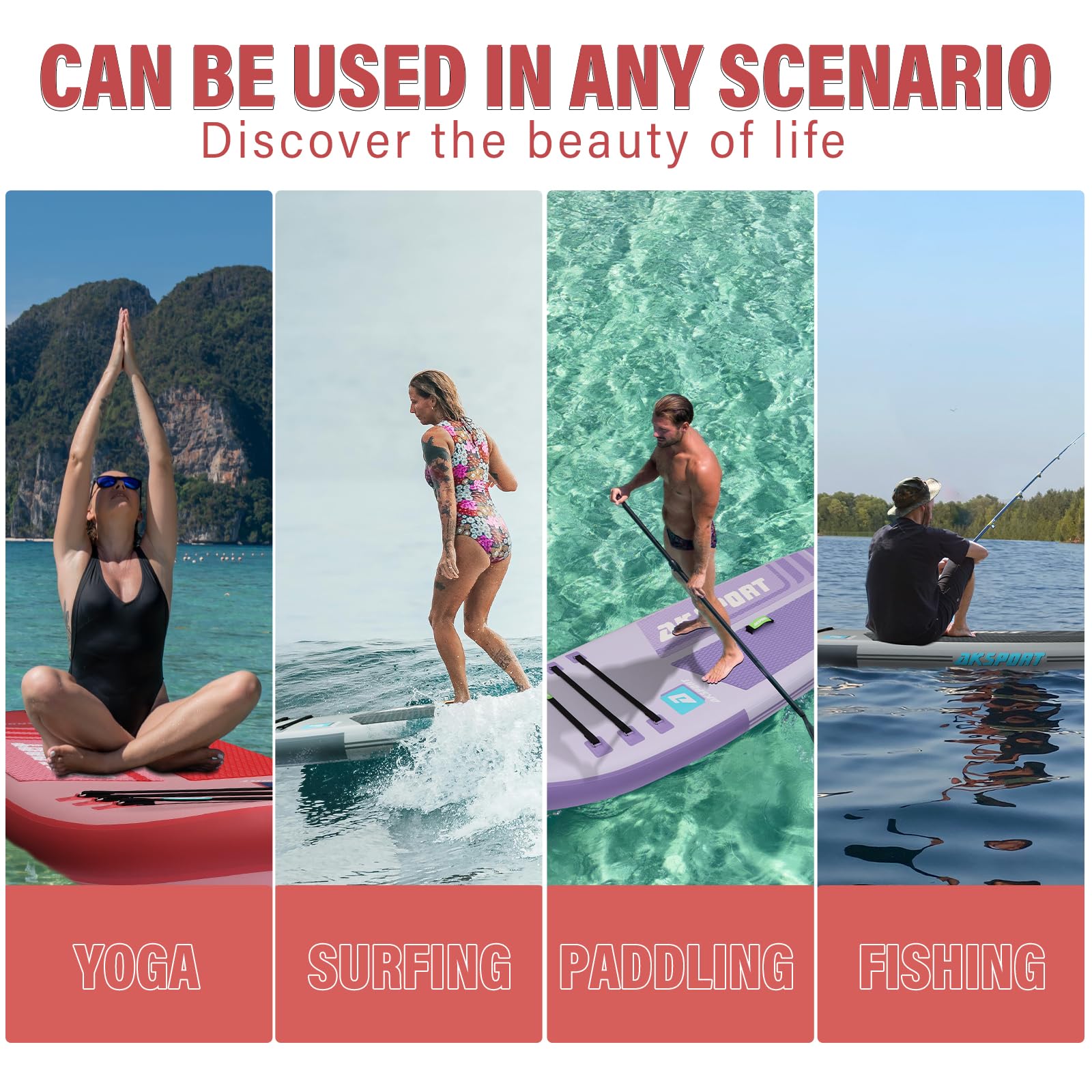AKSPORT Inflatable Stand Up Paddle Board - Premium SUP Board with Paddle, Pump & Accessories for Adults & Youth | Perfect for Lakes, Rivers & Ocean Recreation