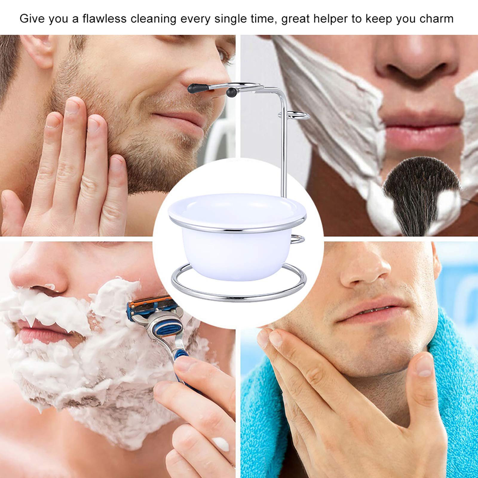 2 in 1 Men's Grooming Kit - Beard Brush Holder & Soap Bowl Stand for Shaving - Durable Male Tool Set by Layfoo - Perfect for Home & Travel Beard Care Routine