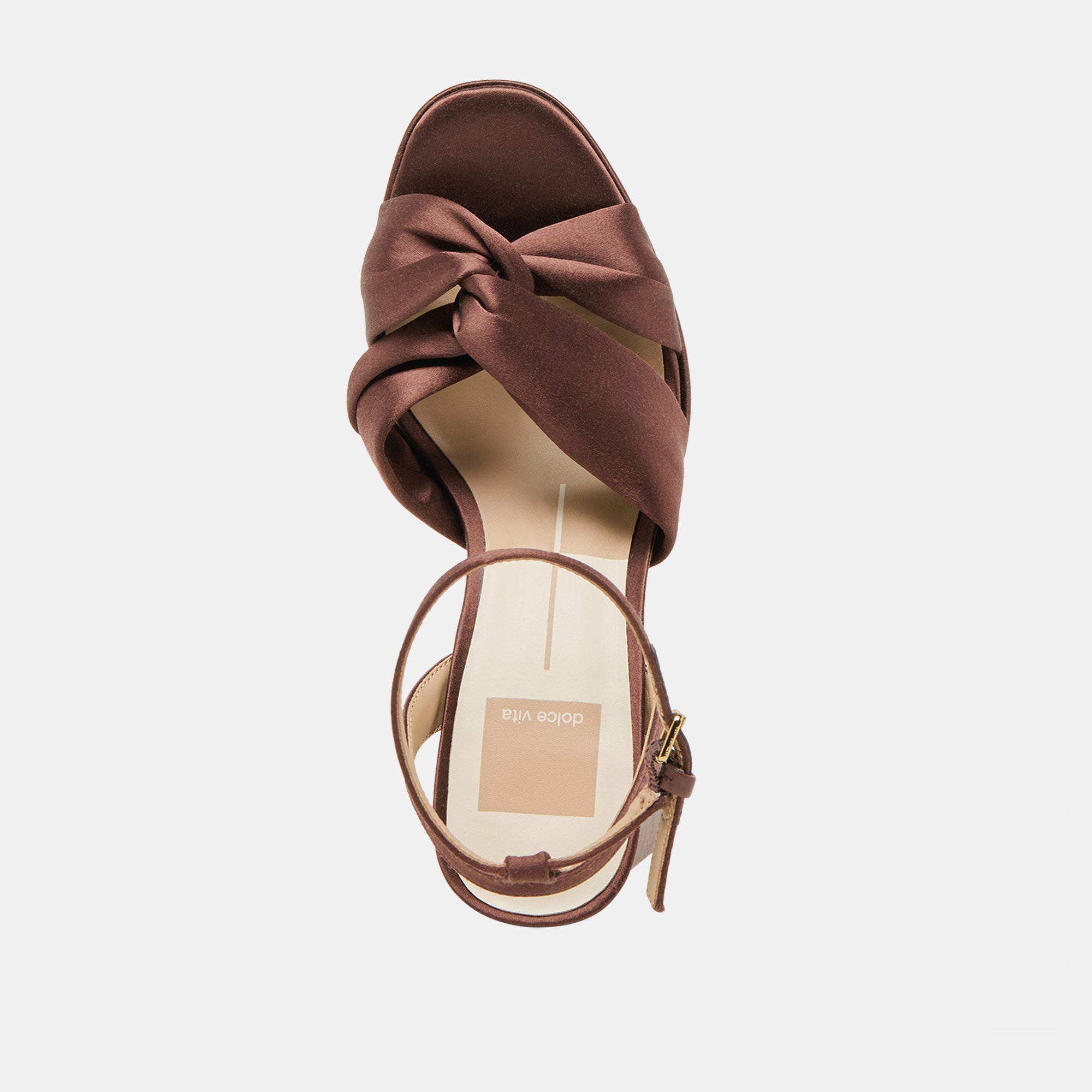 PARLO Women's Mid Heel Sandals - Brown Satin Elegant Dress Shoes for Weddings, Parties & Evening Events