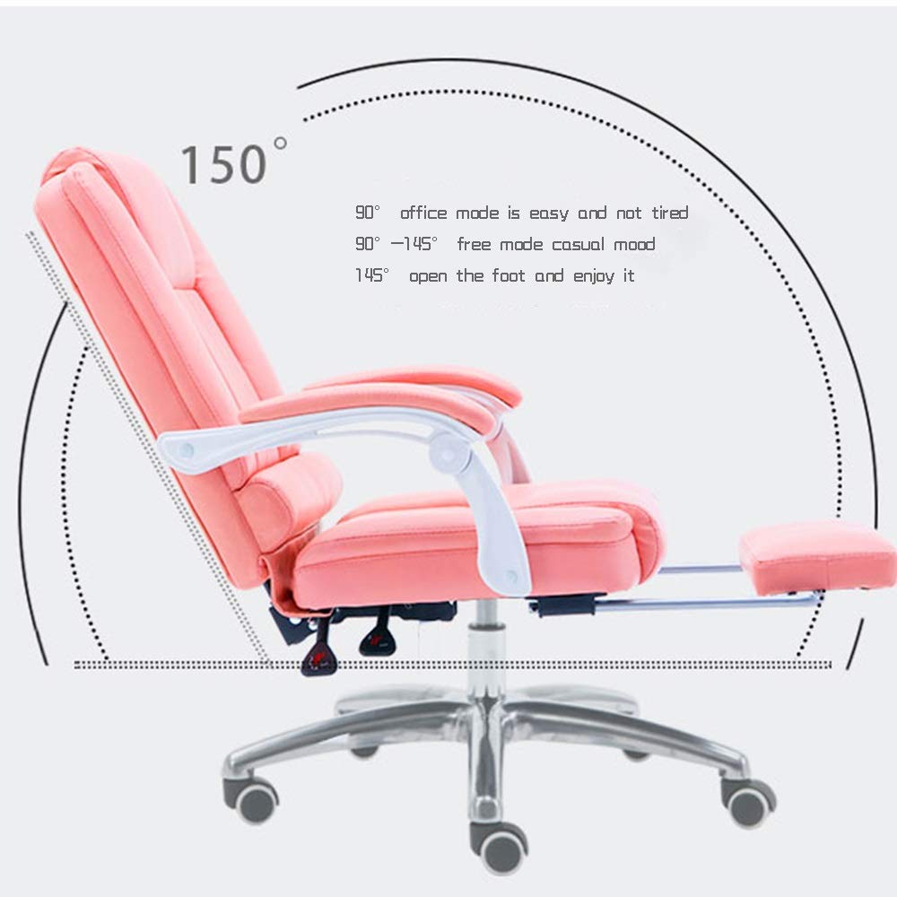 Premium Ergonomic Leather Gaming Chair with Adjustable Footrest & High Back Recliner - 330 lbs Weight Capacity - White Executive Office Chair for PC Gaming, Work & Home Office Comfort