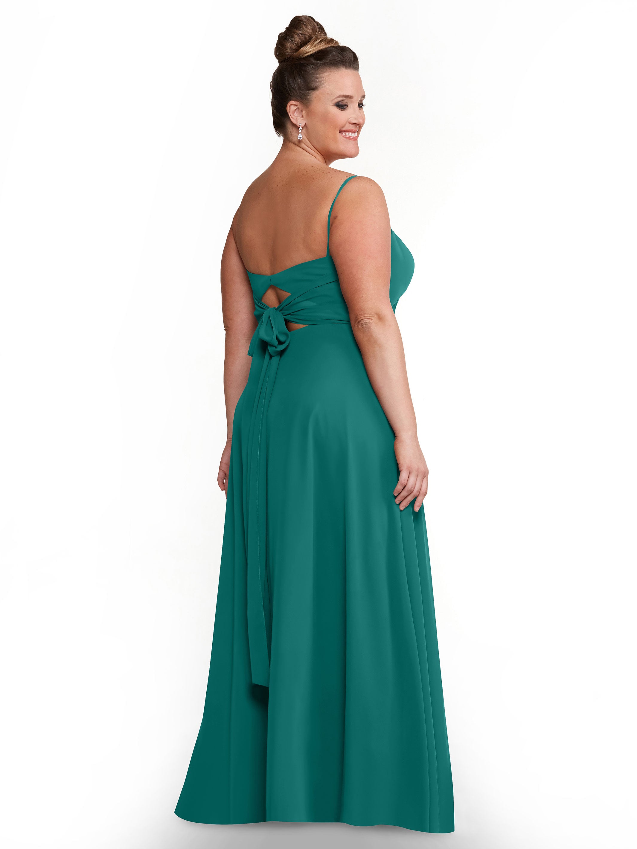 Elegant A-Line Bridesmaid Dress with Flowy Chiffon Skirt & Thigh High Slit - Perfect for Weddings, Formal Events & Special Occasions