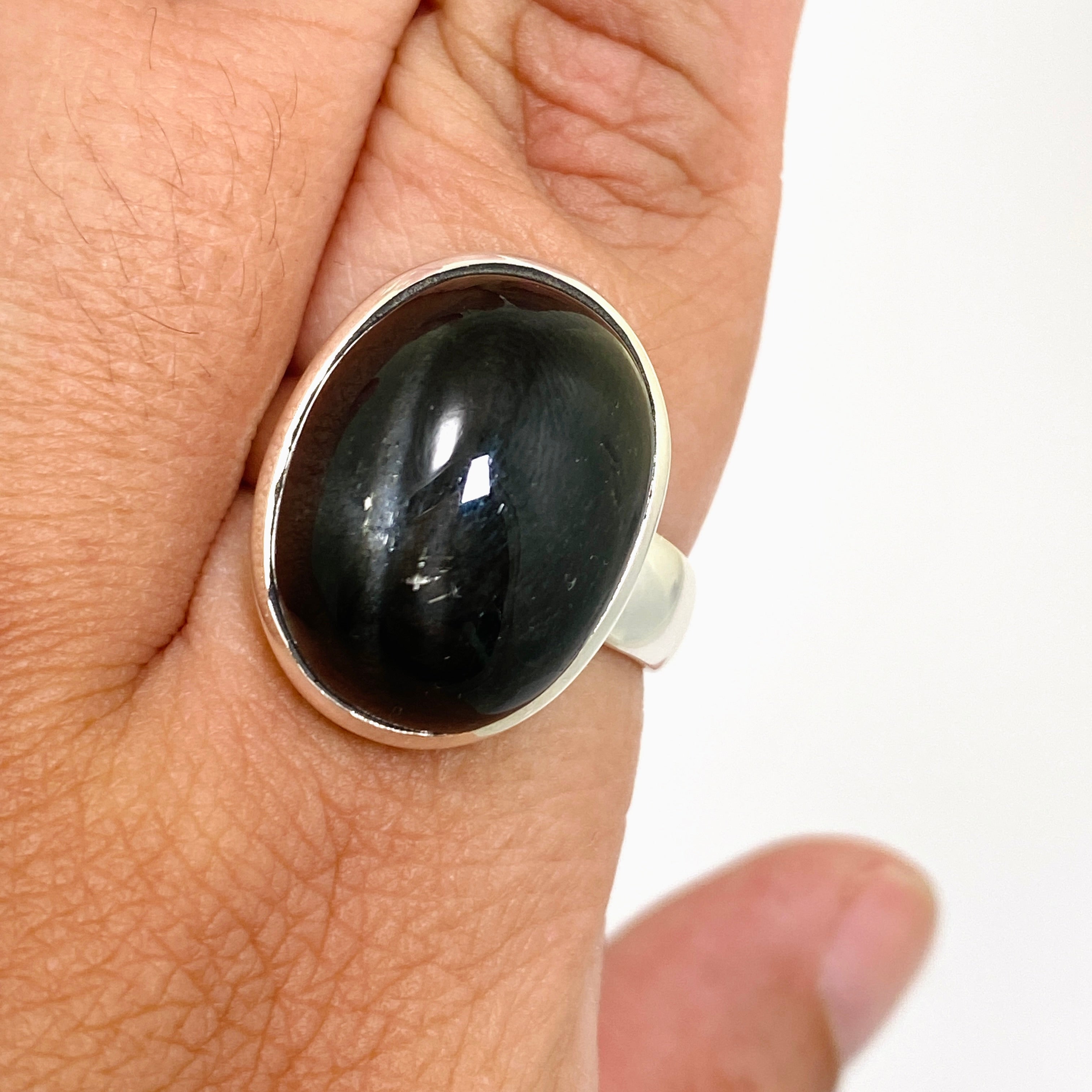 Black Star Diopside Oval Cabochon Ring - Size 12.5 - PRGJ901 - Elegant Jewelry for Women, Perfect for Evening Parties & Special Occasions