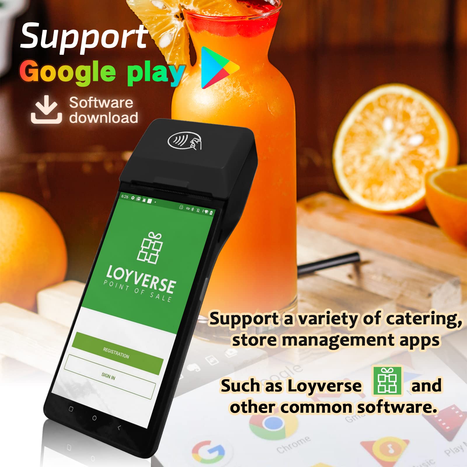 Android 10 Handheld Mobile POS Terminal with 58mm Thermal Receipt Printer - 4G/WiFi/Bluetooth Connectivity, Built-in Google Play for Retail & Small Business | Perfect for On-the-Go Payments, Food Trucks, and Pop-up Stores
