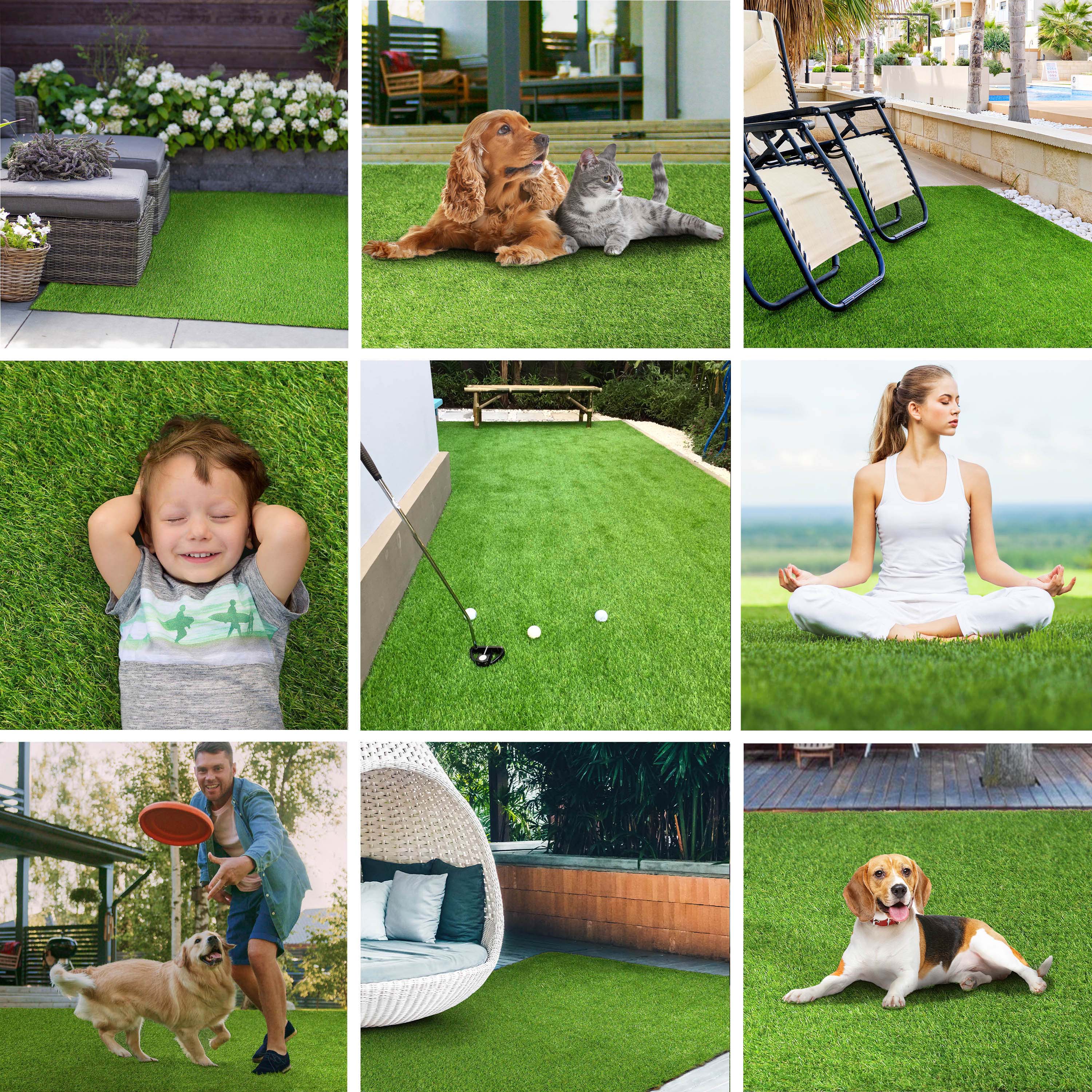 Premium Artificial Grass Rug Set of 6 - Indoor/Outdoor Synthetic Turf Carpet - Perfect for Patio, Balcony, Playroom & Home Decor