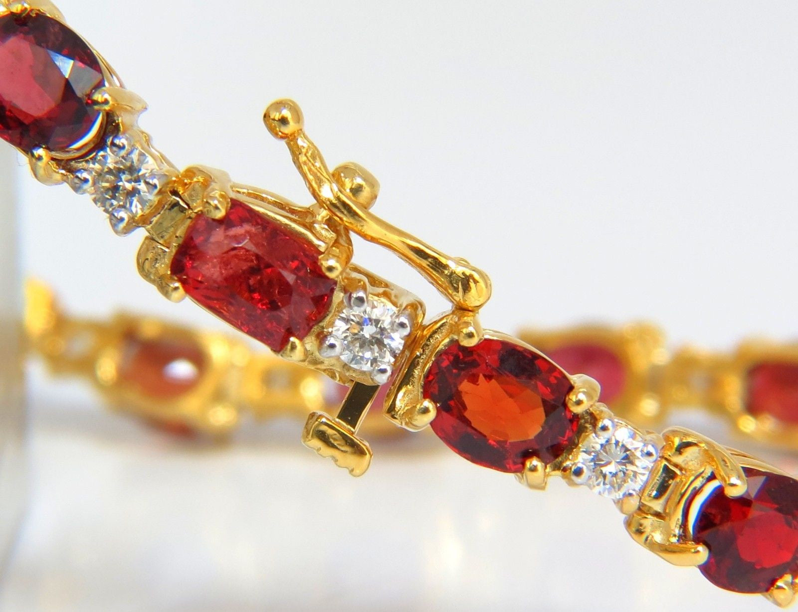 14.81ct Natural Unheated Red Spinel & Diamond Tennis Bracelet in 14K Gold - Elegant Jewelry for Weddings, Parties & Special Occasions