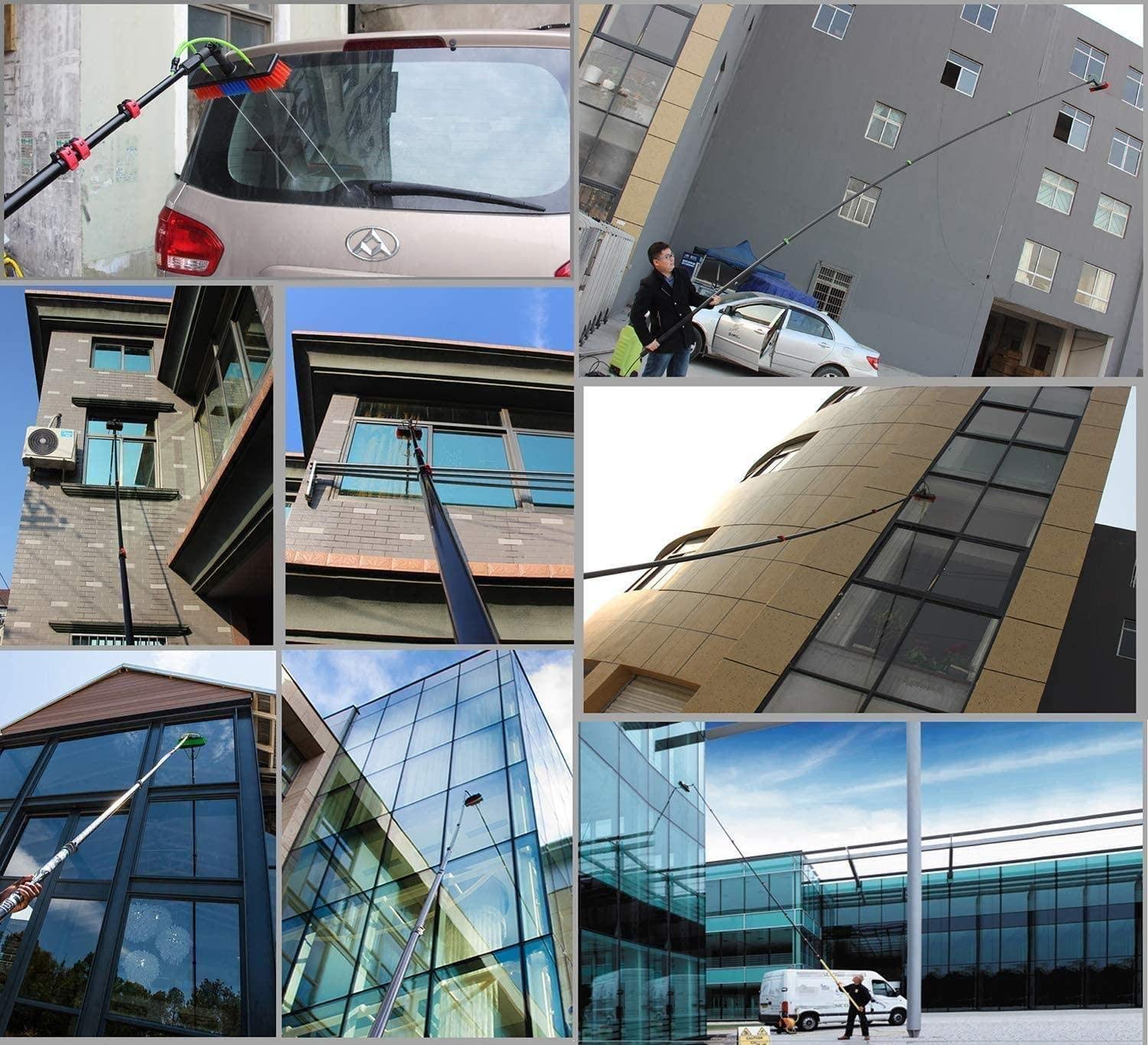 3.6M-11M Solar Panel & Window Cleaning Brush with Extendable Pole - 12FT/3.6M Telescopic Cleaning System for Home & Commercial Use - Perfect for Roof, High Windows & Solar Panel Maintenance