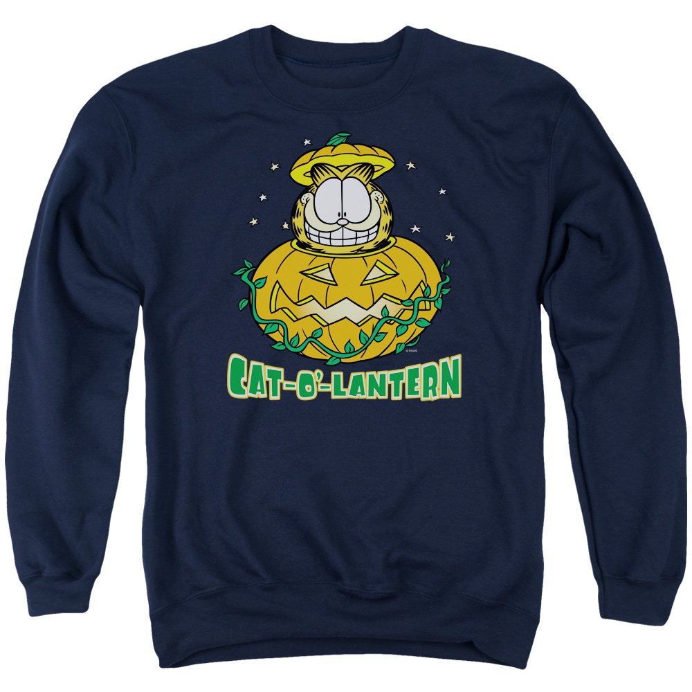 Garfield Cat O' Lantern Halloween Sweatshirt - Unisex Adult Crewneck Pullover for Men & Women | Perfect for Halloween Costumes, Fall Parties & Casual Wear