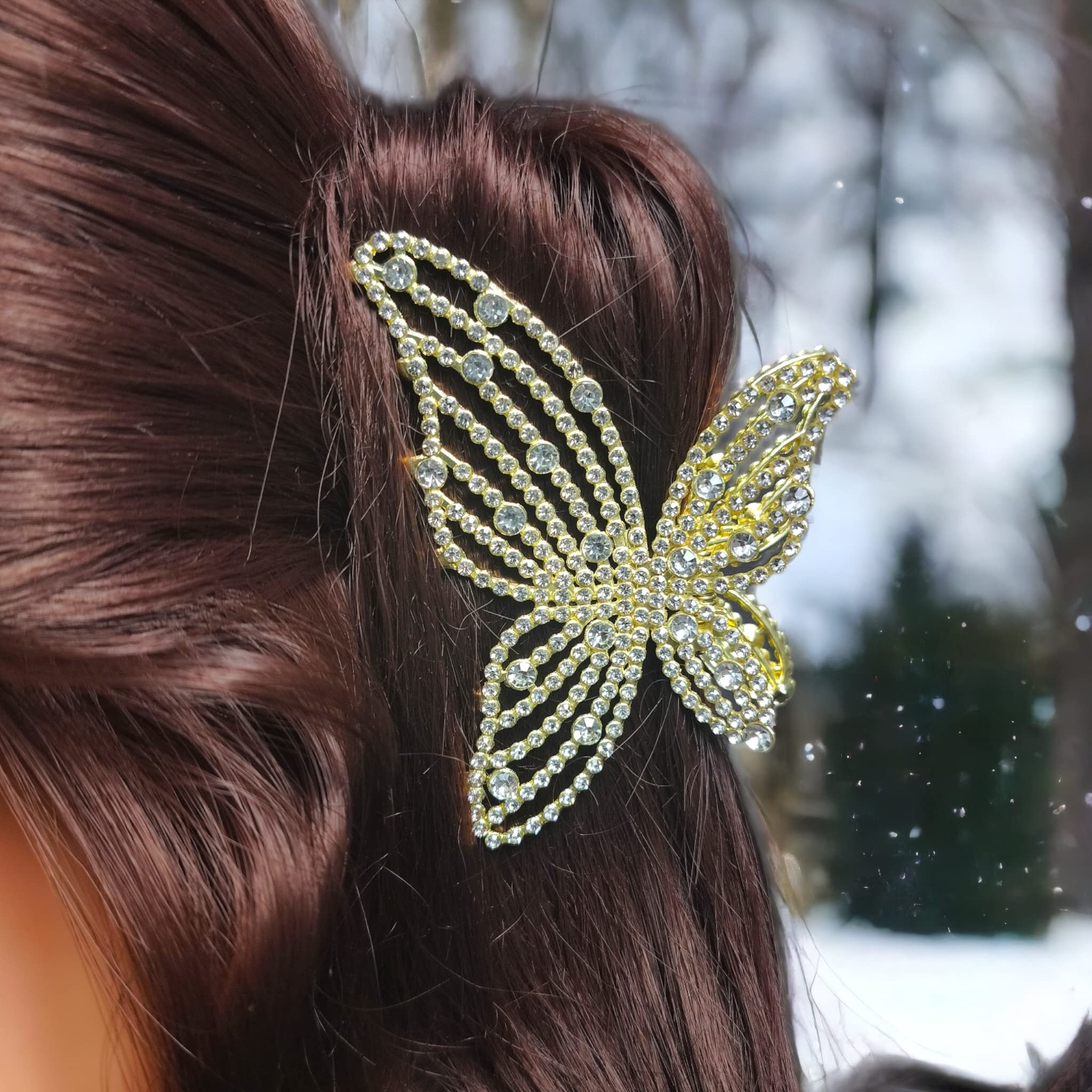Korean Stylish Rhinestone Big Butterfly Hair Clips for Women & Girls - Elegant Hair Accessories (Pack of 1) | Perfect for Parties, Weddings & Daily Fashion