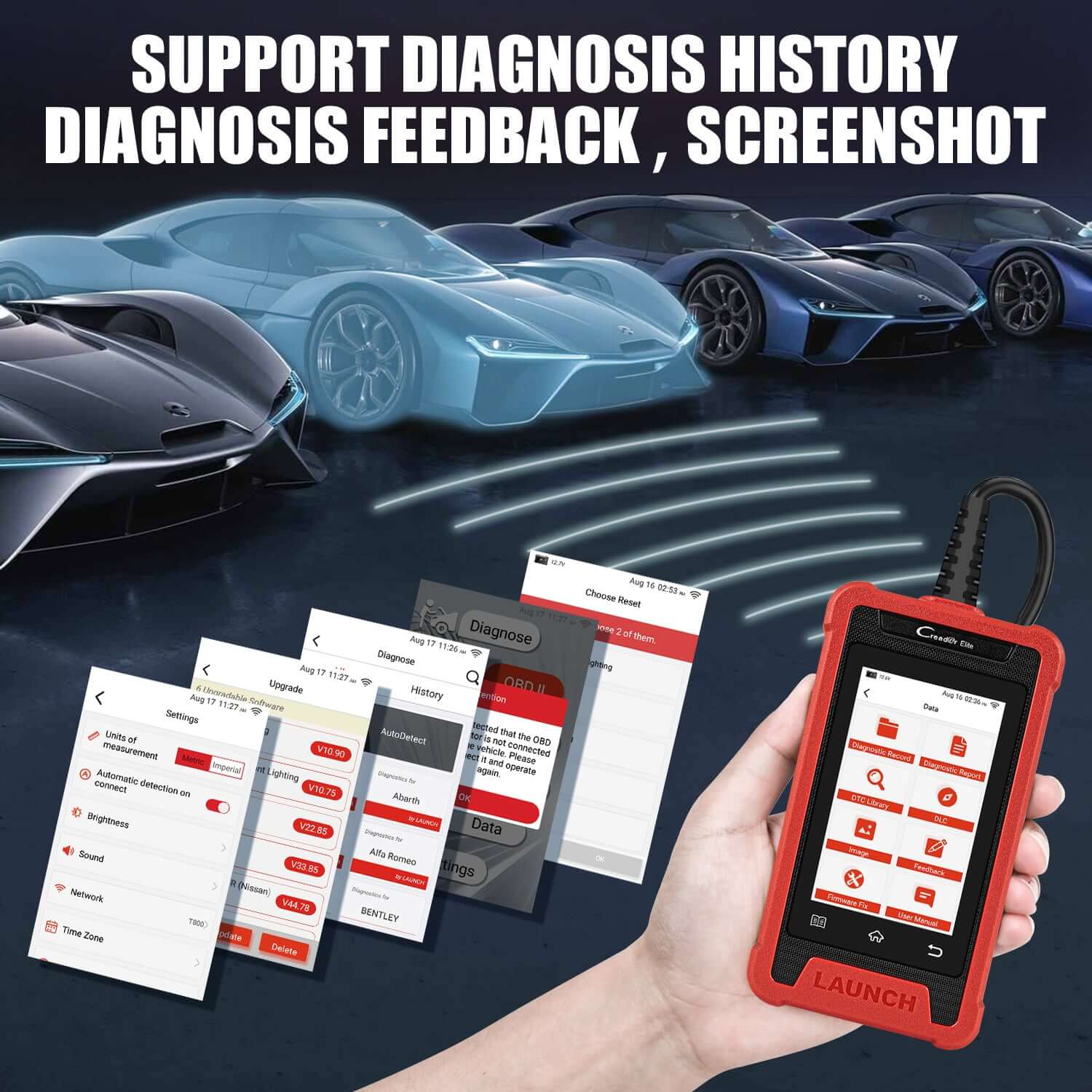 LAUNCH® Creader Elite 200/202/205 ABS & SRS OBD2 Scanner - Professional Automotive Diagnostic Tool for Car, Truck & SUV - Read & Clear Fault Codes, Check Engine Light, Airbag & Brake System - Perfect for Mechanics & DIY Car Repair