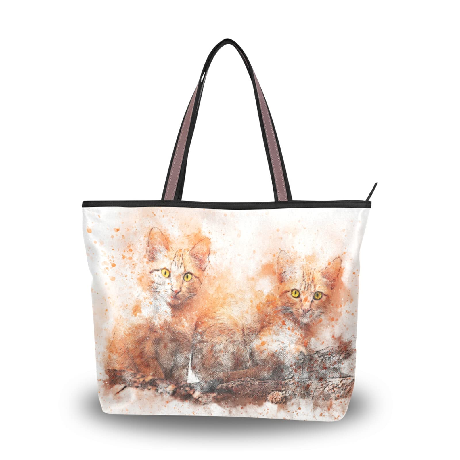 Stylish Cat Print Tote Bag for Women - Reusable Canvas Shoulder Bag, Eco-Friendly Beach Tote & Travel Handbag - Perfect for Shopping, Beach Trips & Daily Commute