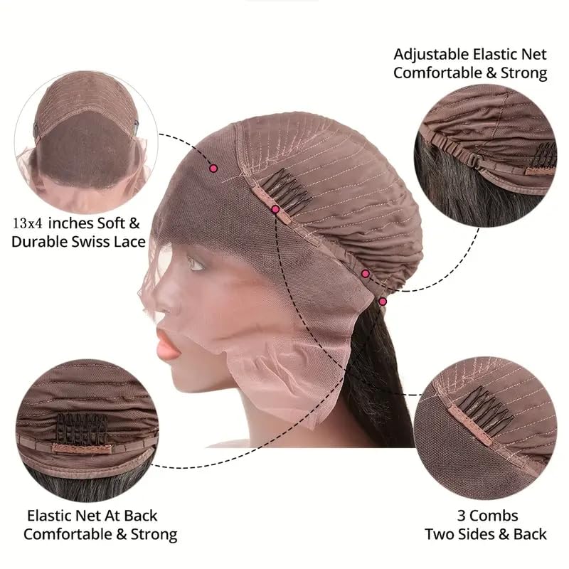 ANDRIA Blonde 13x4 HD Lace Front Wig - 26 Inch Long Straight Synthetic Hair with Pre-Plucked Hairline & Baby Hair | Heat Resistant Glueless Lace Wig for Black Women | Perfect for Daily Wear, Cosplay, Parties & Special Occasions