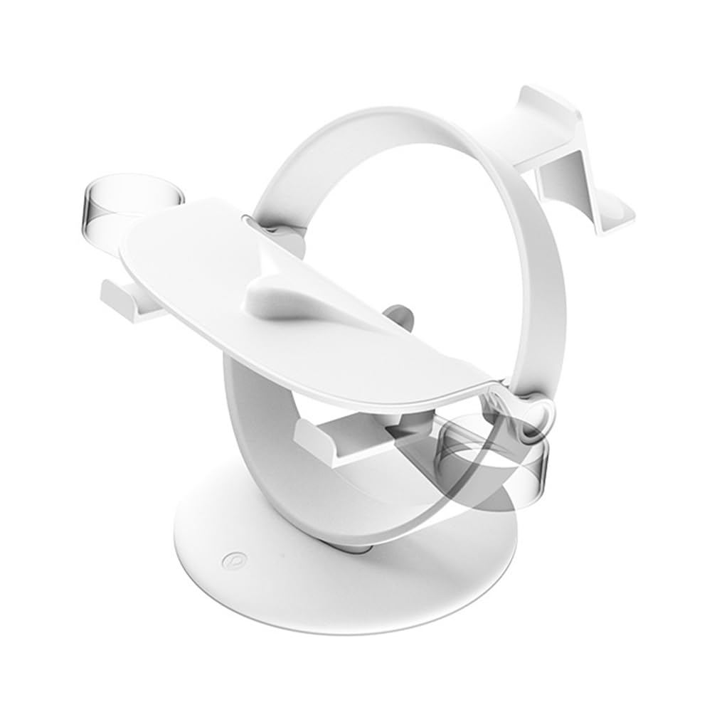 UKETO Stand Holder for Meta Quest 3, VR Headset Charging Station with LED Light, Stable Display Mount for VR Headset & Controllers - Perfect for Gaming, Home Theater & Virtual Reality Setup