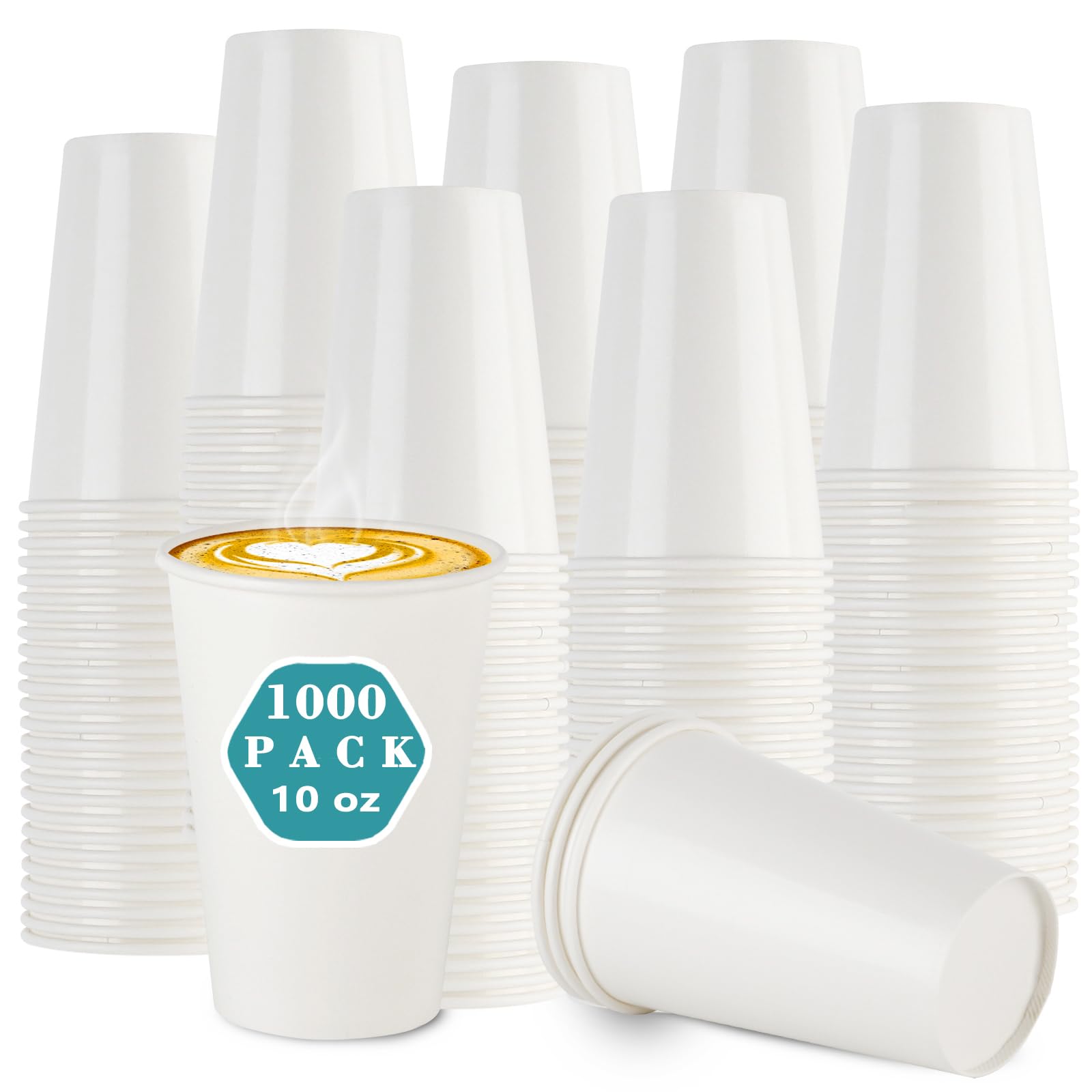 1000 Pack 10 oz Disposable Paper Coffee Cups for Hot & Cold Drinks - Bulk White Paper Cups for Office, Party, Home, Travel, Cafes | Perfect for Coffee Shops, Office Break Rooms & Outdoor Events