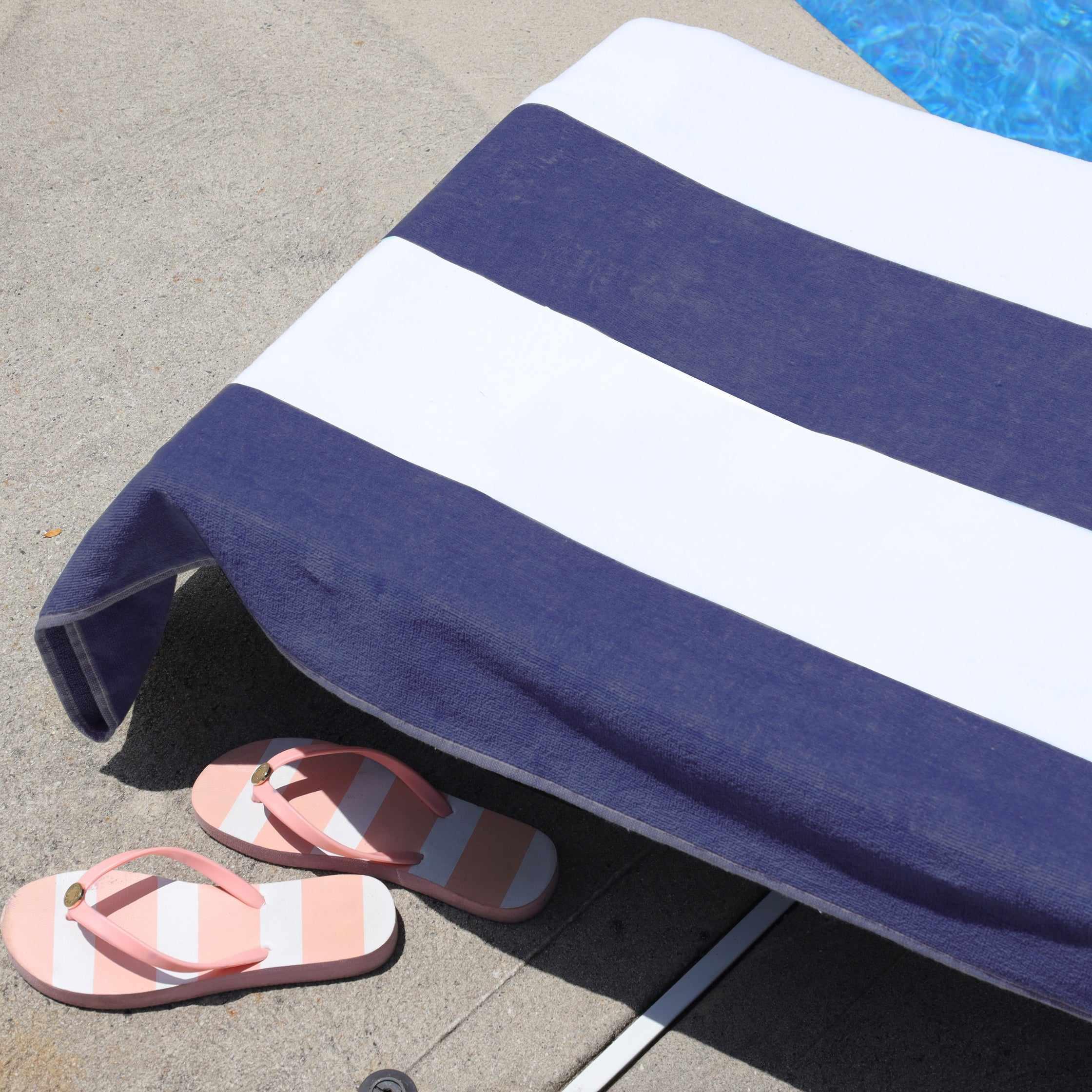 Premium Cabana Striped Cotton Chaise Lounge Chair Cover Set – Standard Size, UV & Water Resistant – Perfect for Poolside, Patio, and Outdoor Furniture Protection