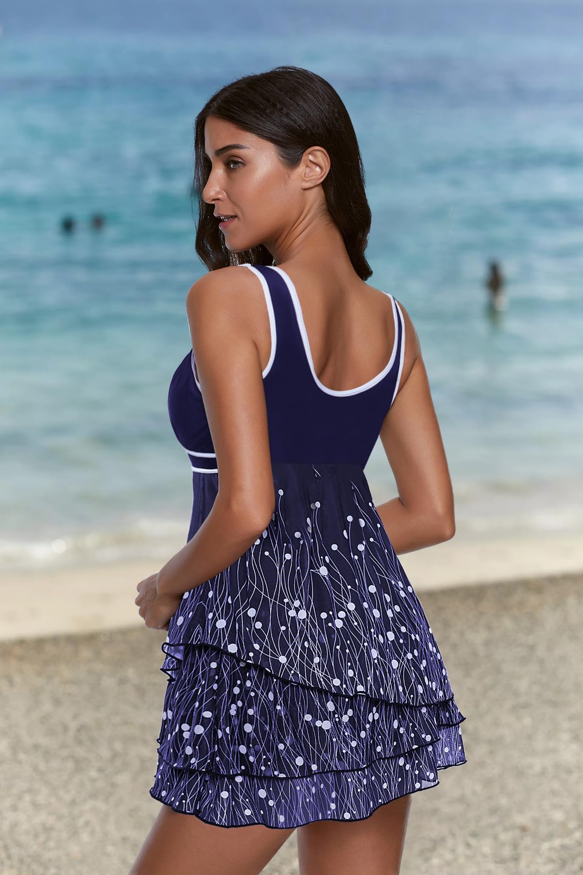 **ReachMe Women's Plus Size Swimsuits - Tankini Two Piece Bathing Suit with Tummy Control & Boy Shorts - Modest Swimwear for Beach, Pool & Vacation**