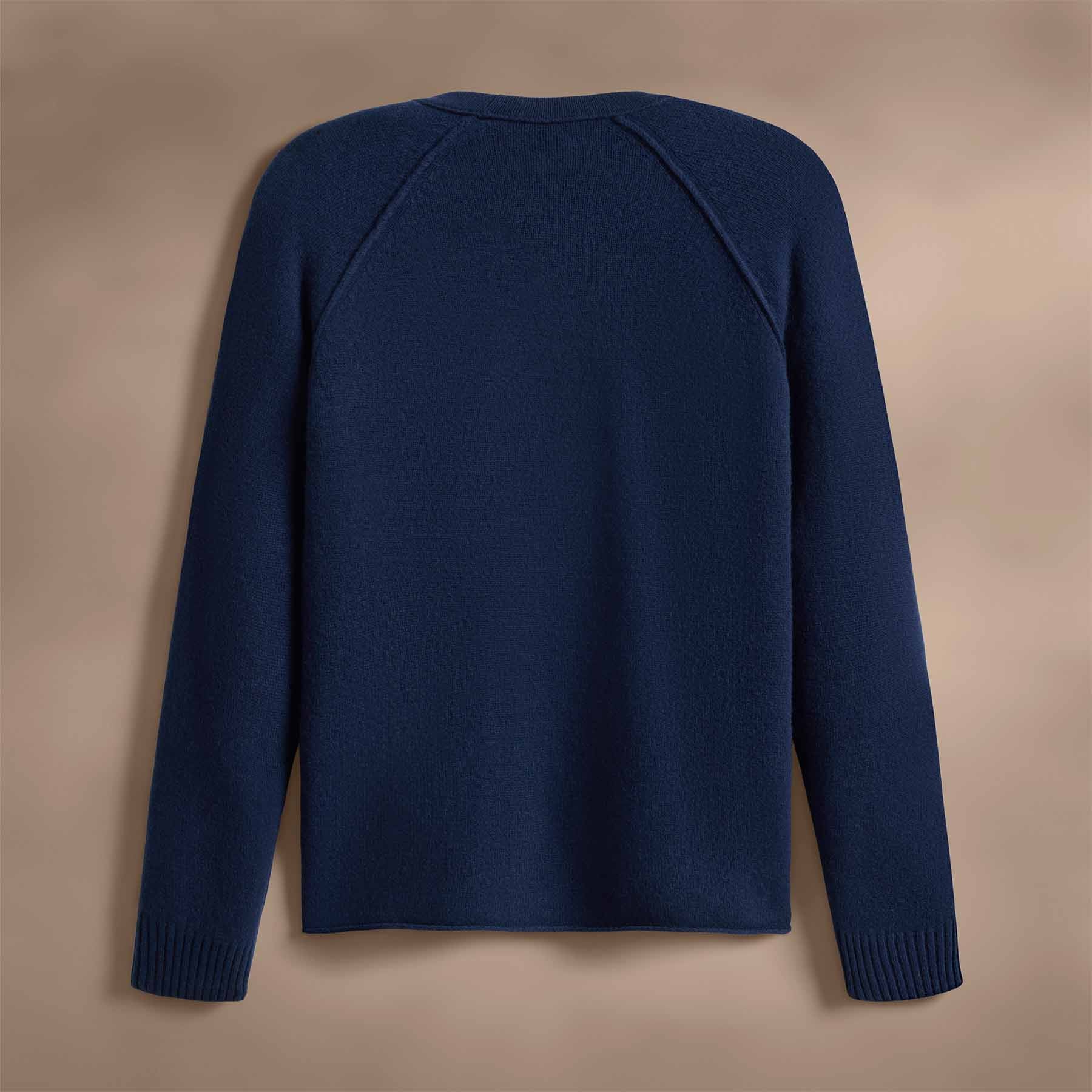 Eco-Friendly Recycled Cashmere Raglan Crewneck Sweater - Royal Blue | Sustainable Fashion for Casual Wear & Layering