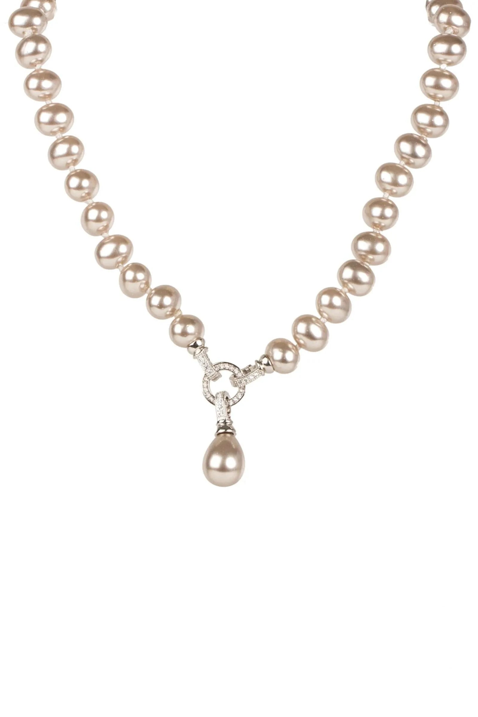 Elegant Crystal Pearl Dangle Necklace for Women - Perfect for Weddings, Parties & Special Occasions