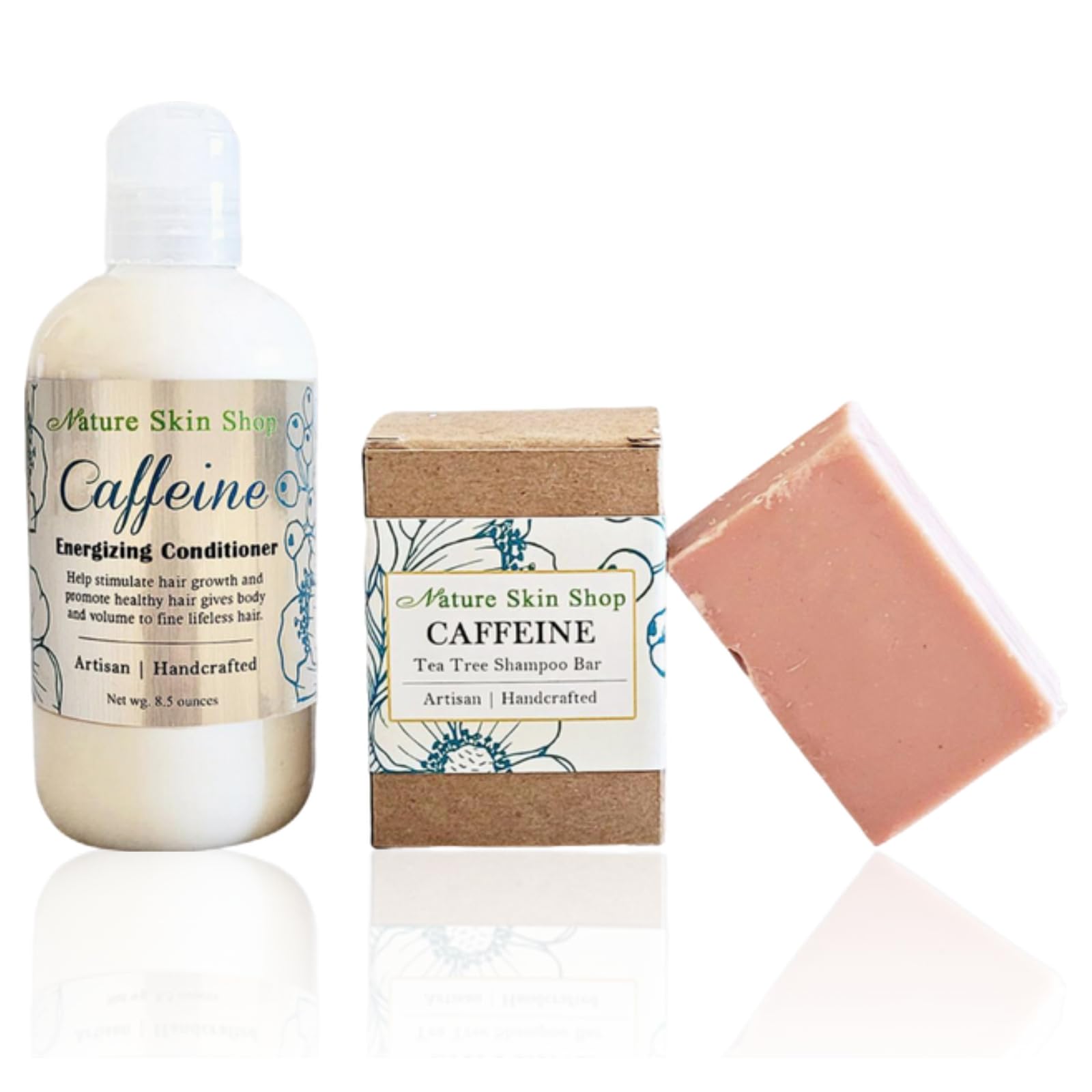 Organic Caffeine & Tea Tree Oil Shampoo Bar with Stimulating Conditioner - Volumizing Hair Growth Treatment for Thinning Hair - Perfect for Travel & Eco-Friendly Hair Care Routine