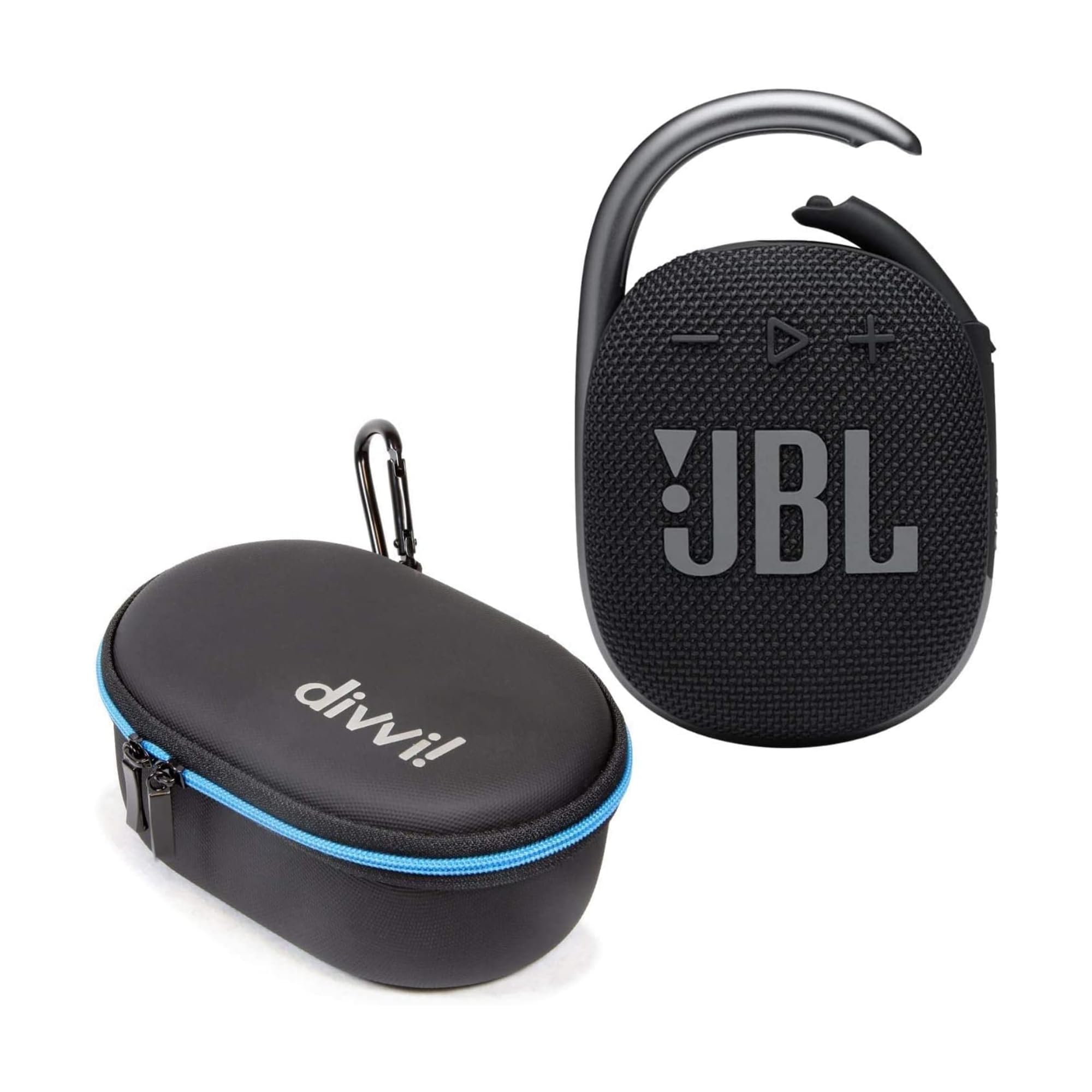 JBL Clip 4 Waterproof Portable Bluetooth Speaker with 10 Hours Playtime - Bundle Includes Shockproof Hardshell Case - Perfect for Outdoor Adventures, Beach, Hiking & Travel (Black)