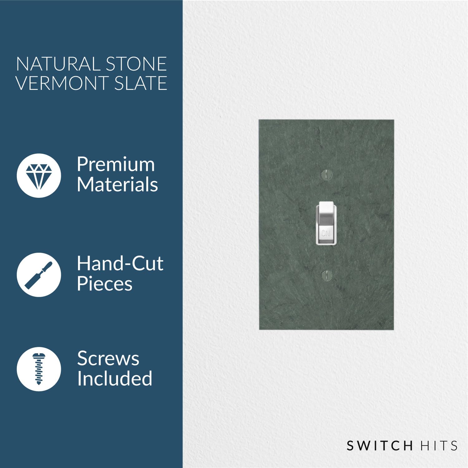 Vermont Slate Green Single Toggle Light Switch Cover - 1 Gang Decorative Wall Plate (3.25