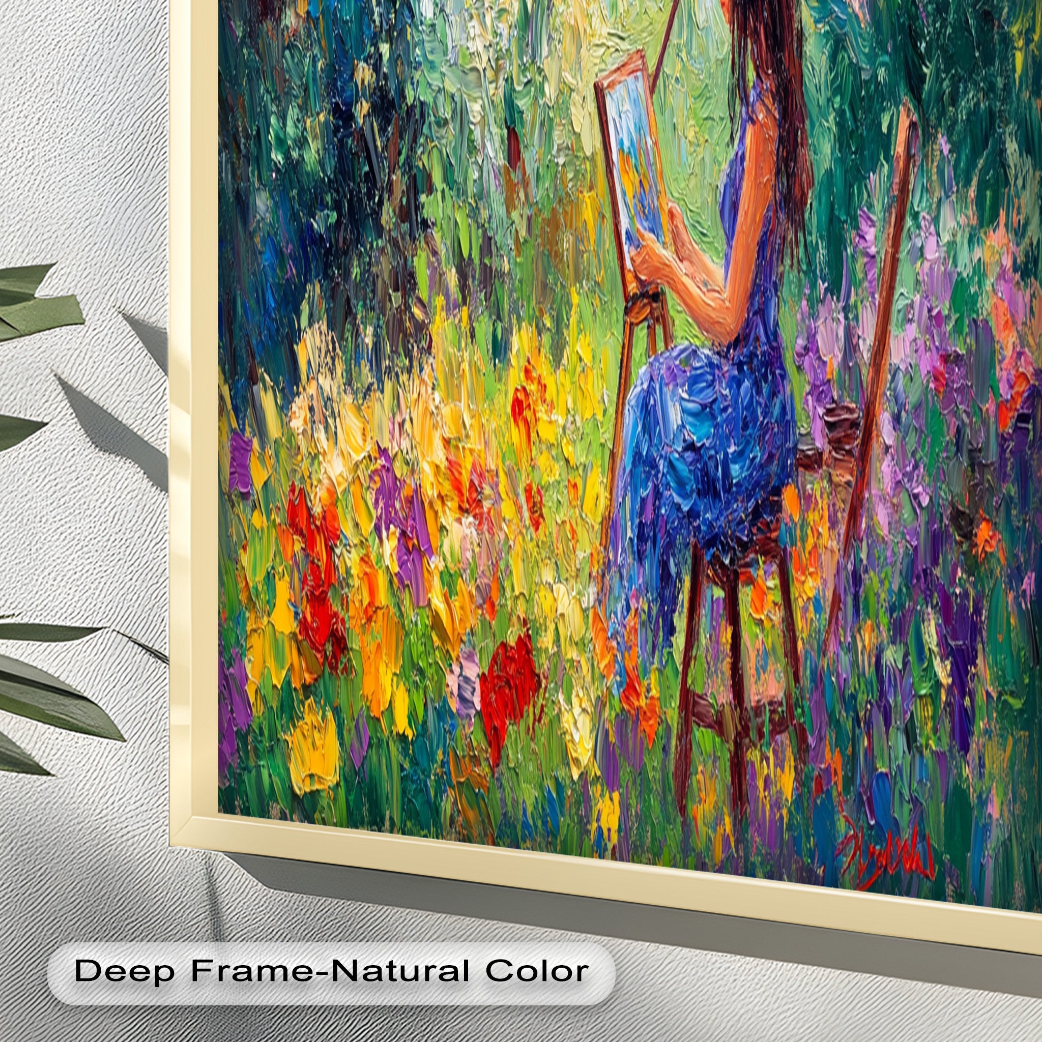 Vibrant Garden Landscape - Hand-Painted Impressionist Oil Painting Artwork for Home & Office Decor